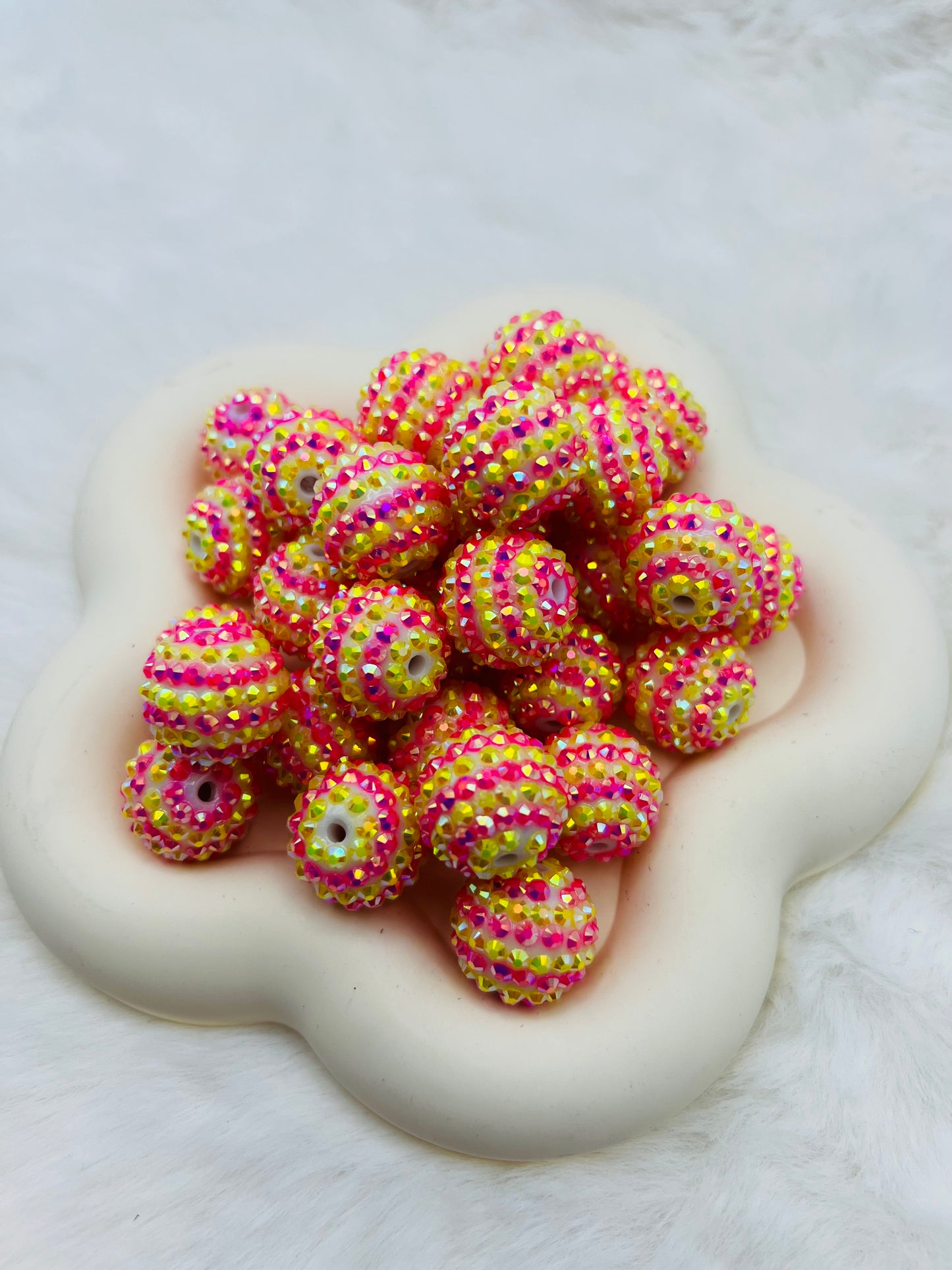 Pink lemonade 20mm striped rhinestone beads