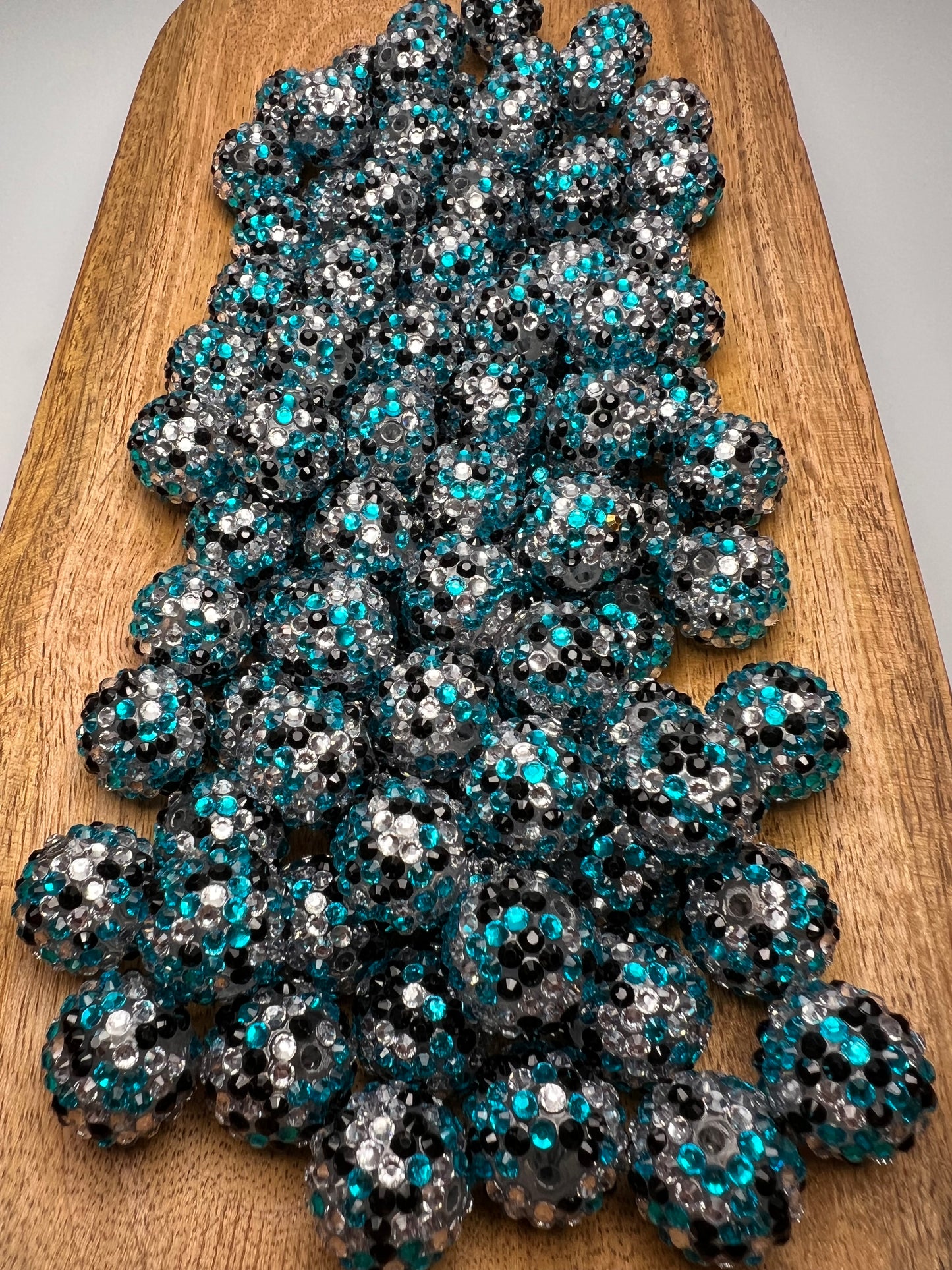 20mm Midnight Turquoise Confetti Rhinestone Beads
