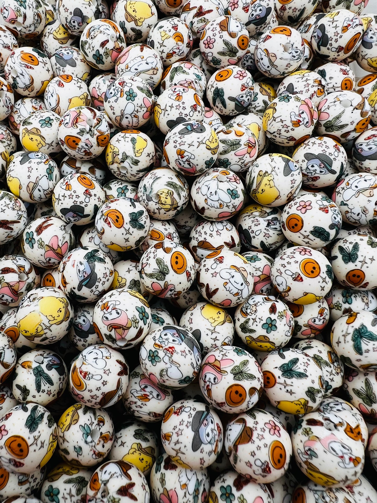 15mm Pom Pom & friends silicone beads