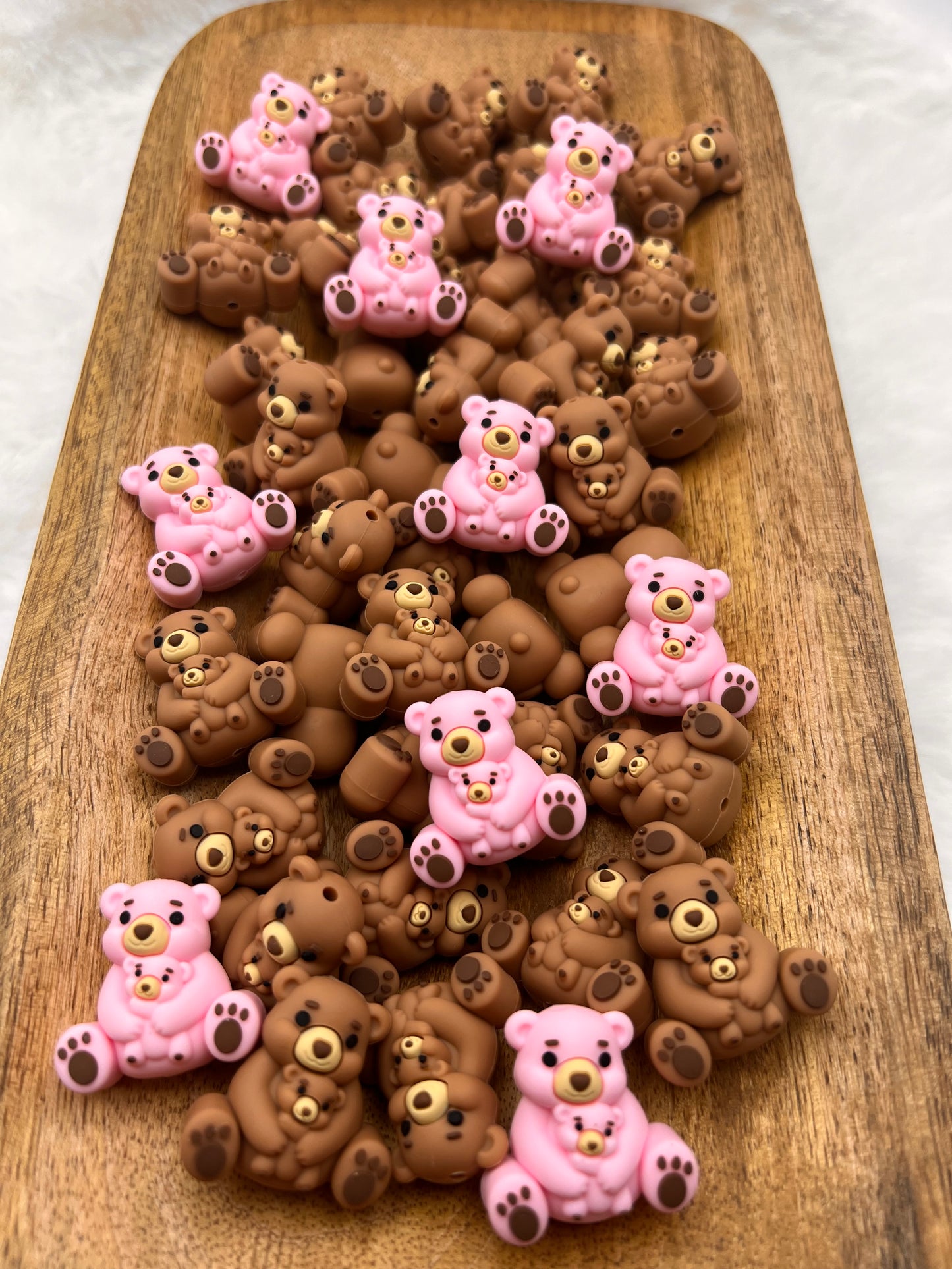 3D mama bear & baby focal (brown or pink)