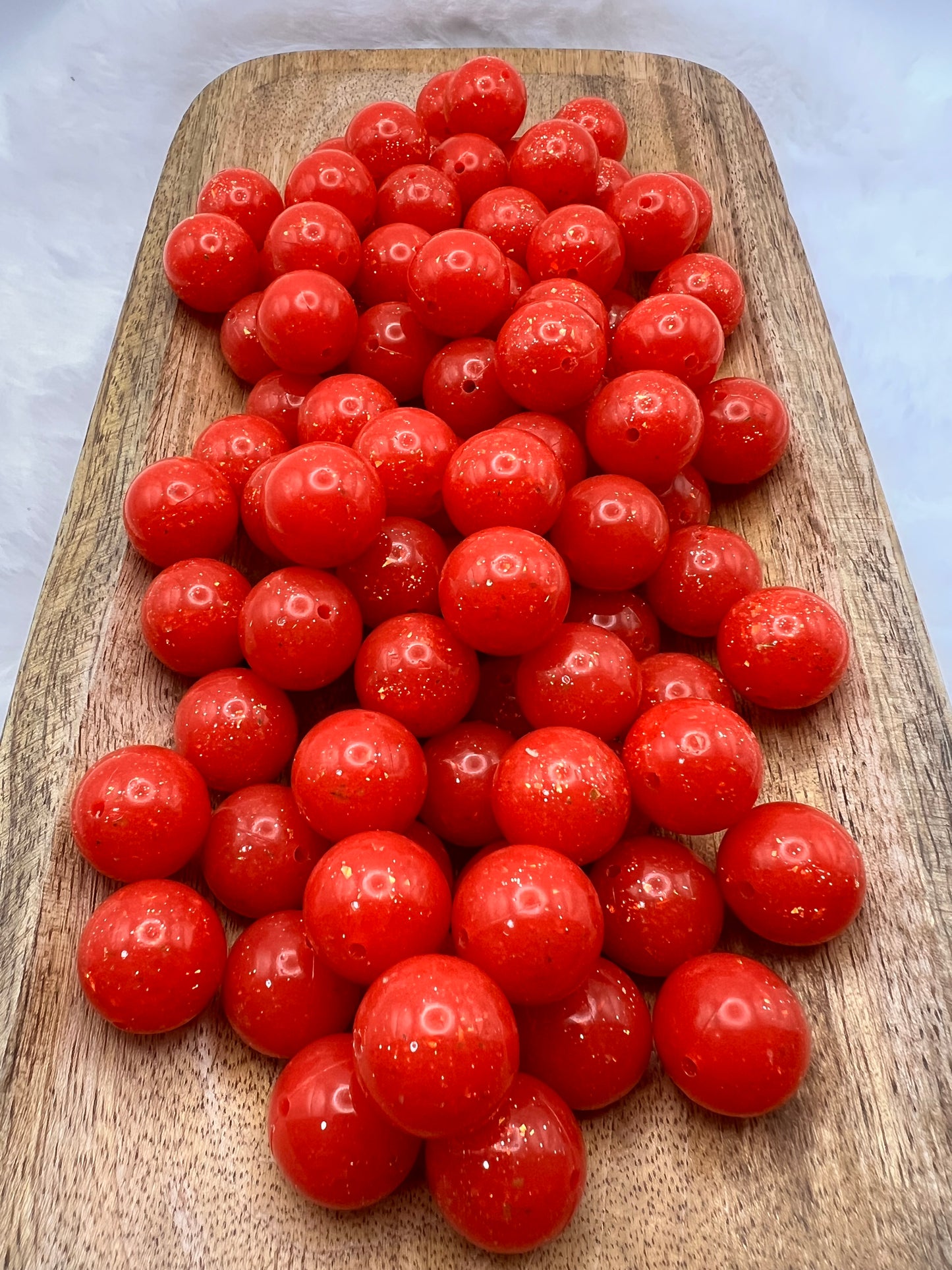 19mm cherry red shiny glitter silicone beads