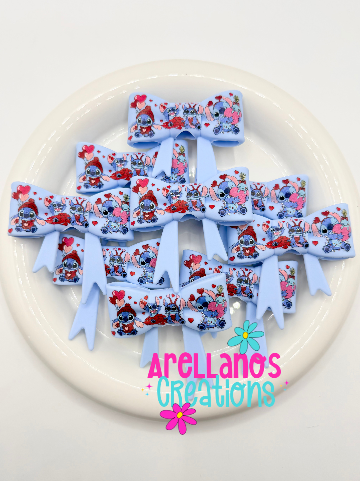#185 Blue Alien Love Large Bow Focal