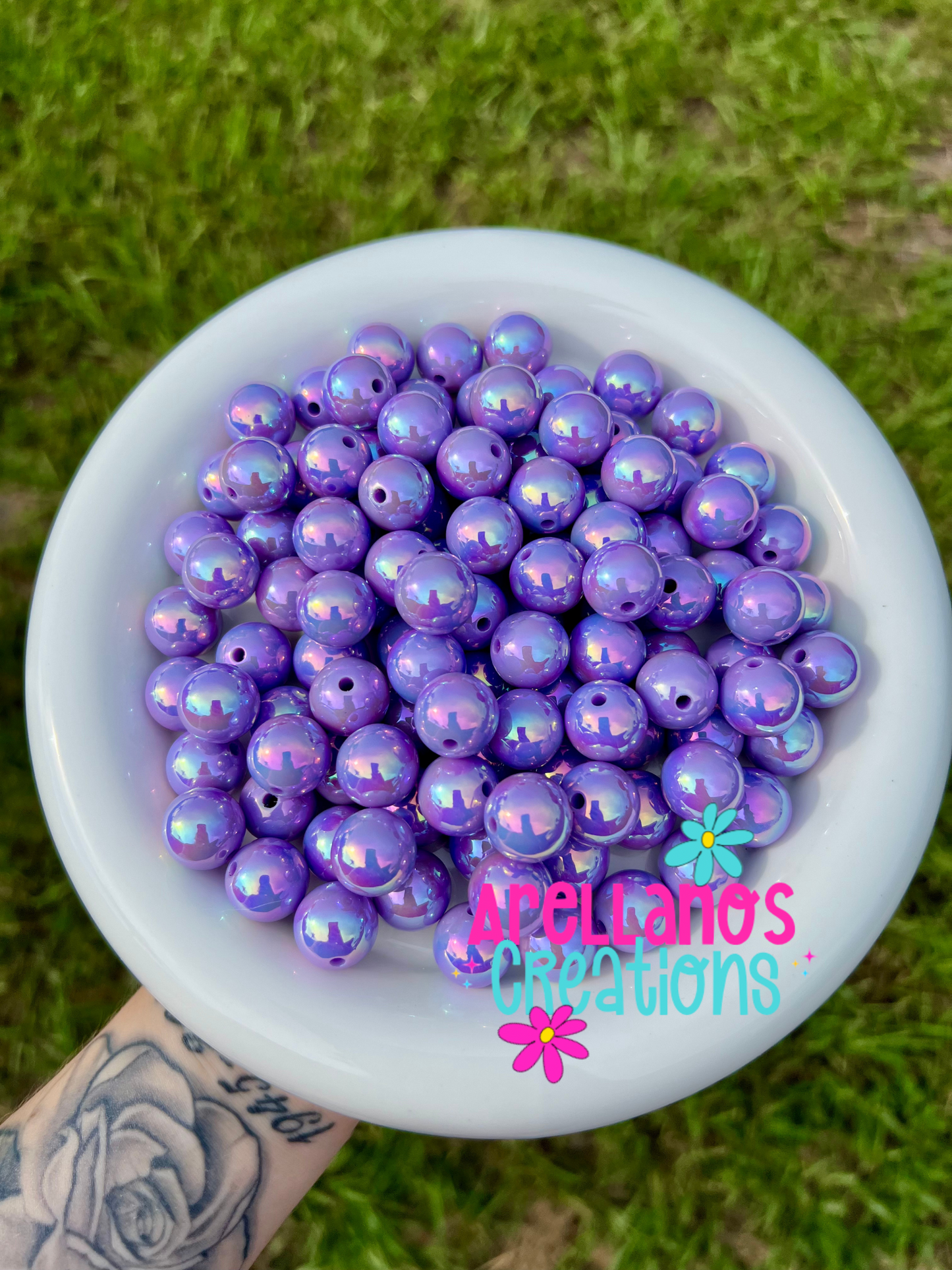 16mm solid iridescent AB acrylic beads (pack of 10)