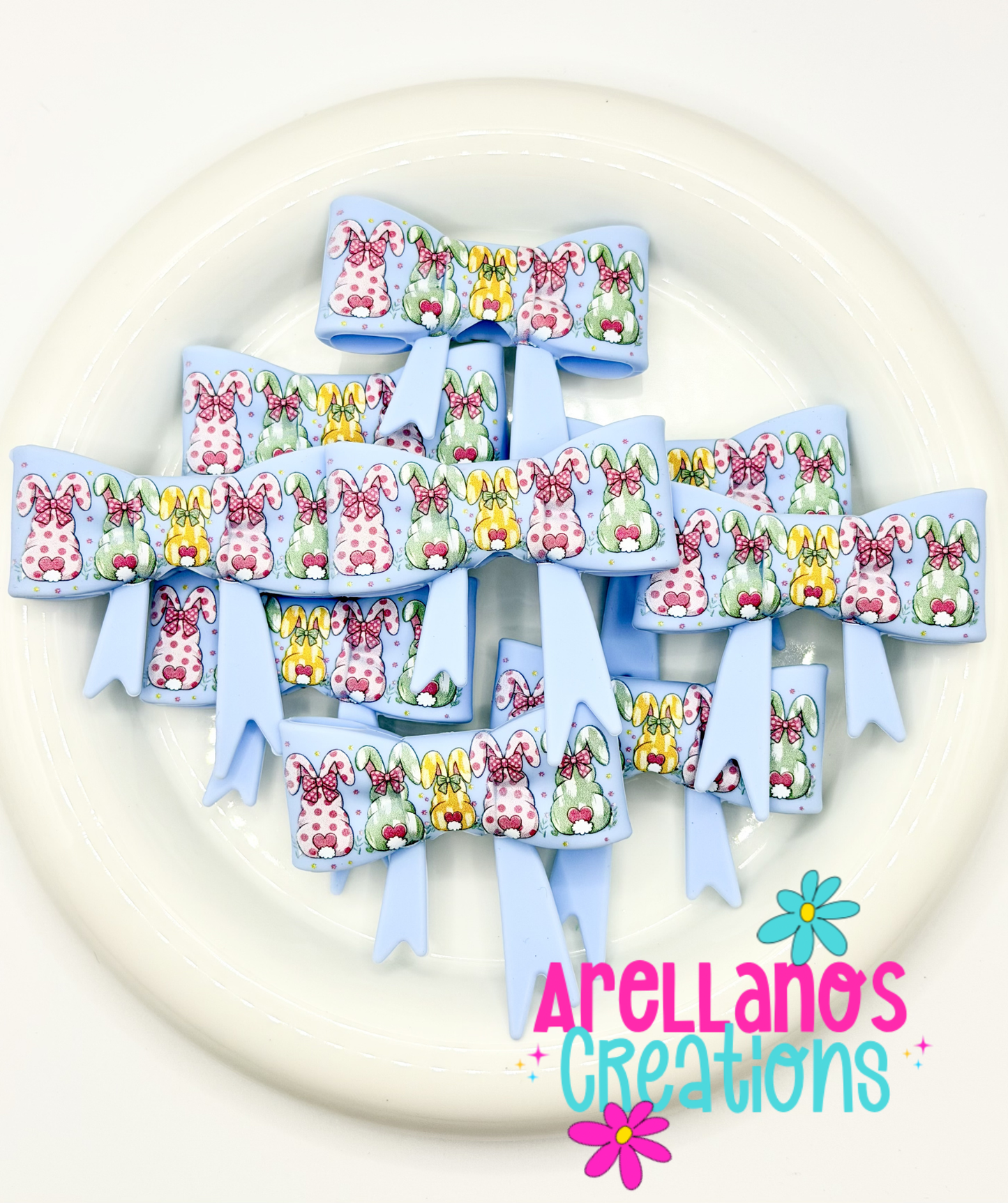 #210 Easter Bunnies Large Bow Focal