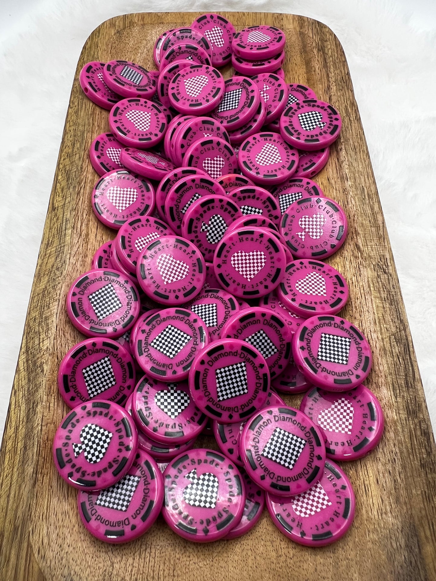 Pink acrylic poker chip bead mix (pack of 5) 22mm