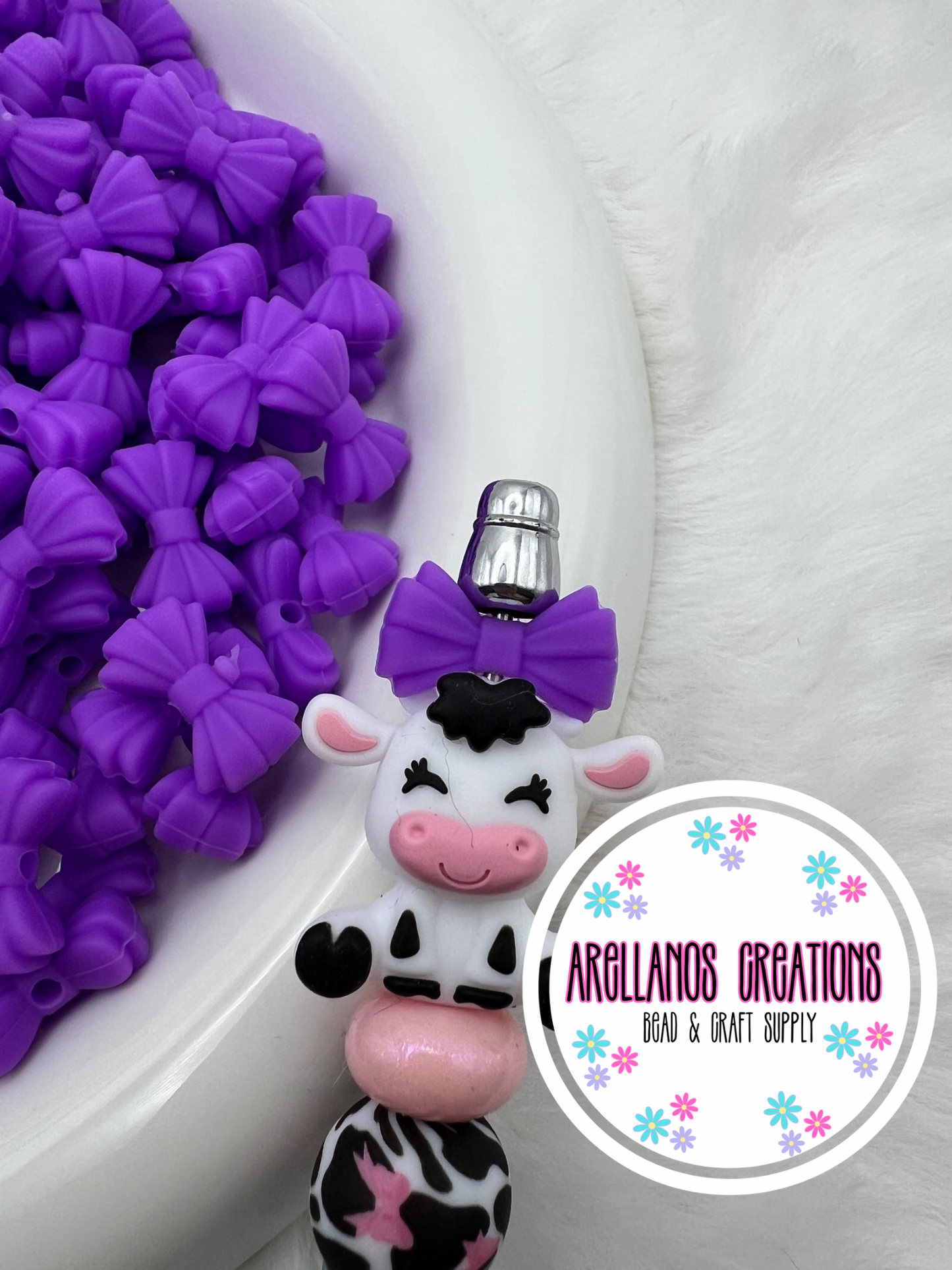 3D MINI violet ribbed bow EXCLUSIVE focal