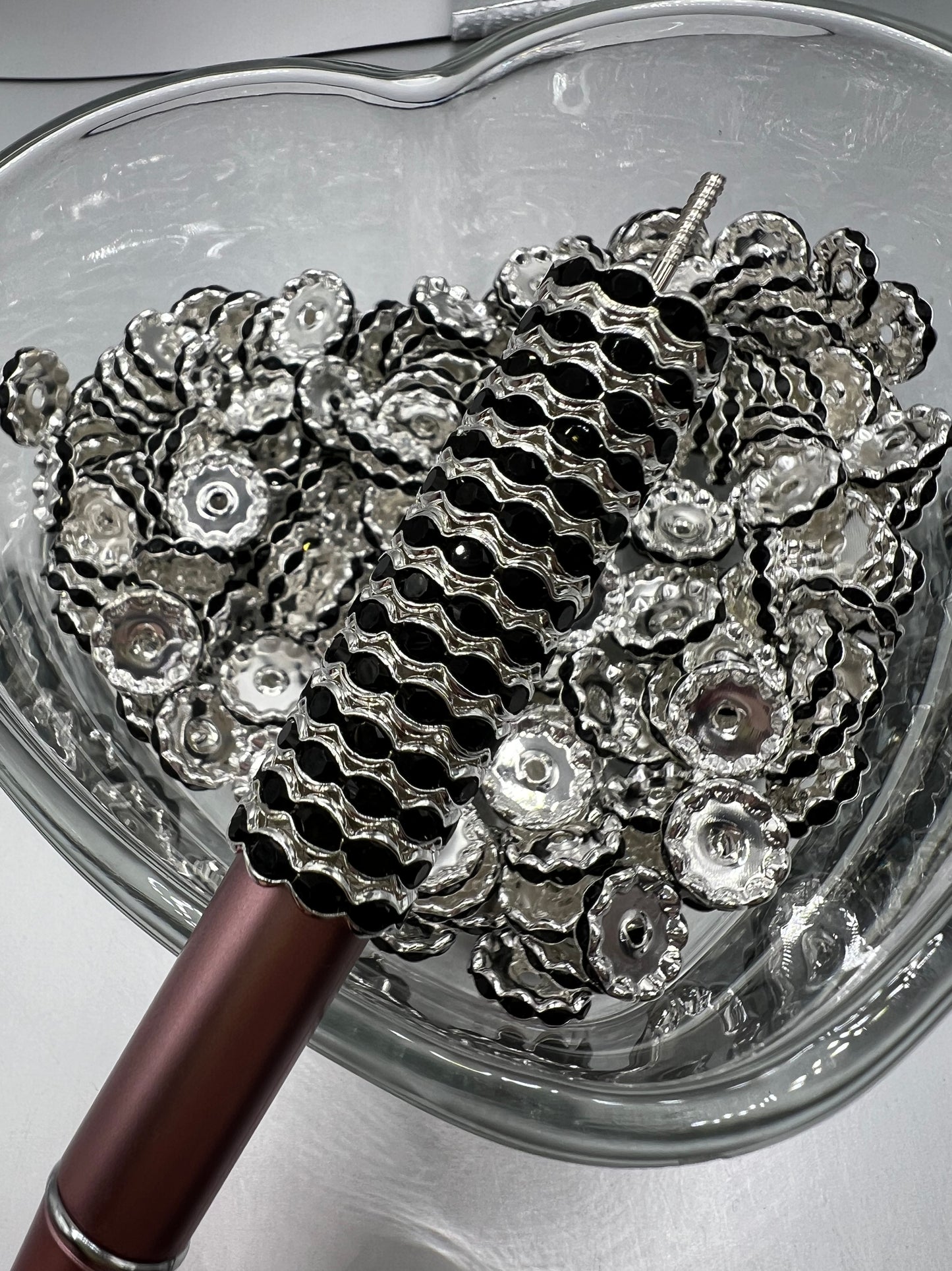 15mm Wavy Rhinestone Spacers - 10 Pack (8 COLORS)
