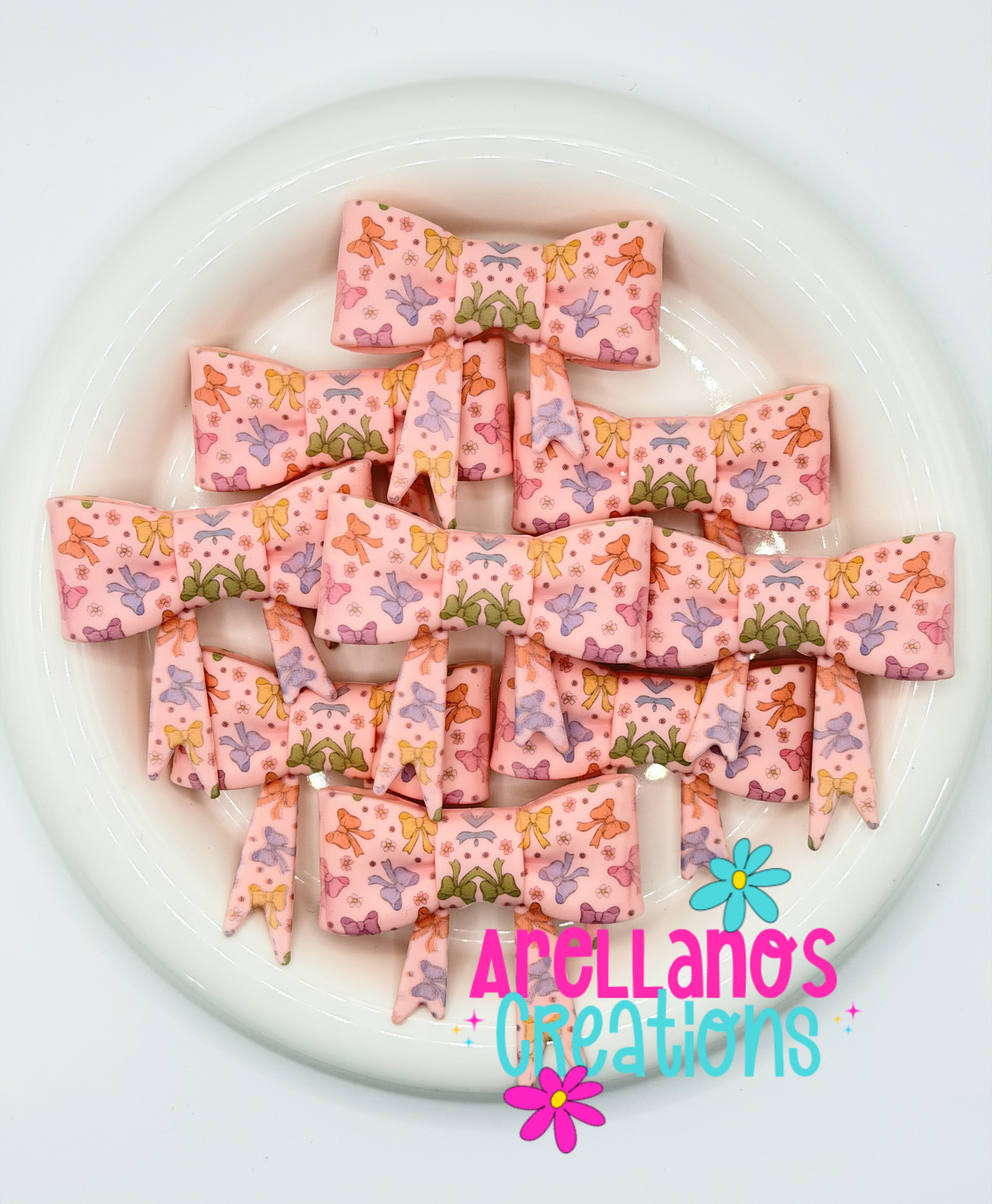 #202 Pastel Bows Large Bow Focal (Pink Background)