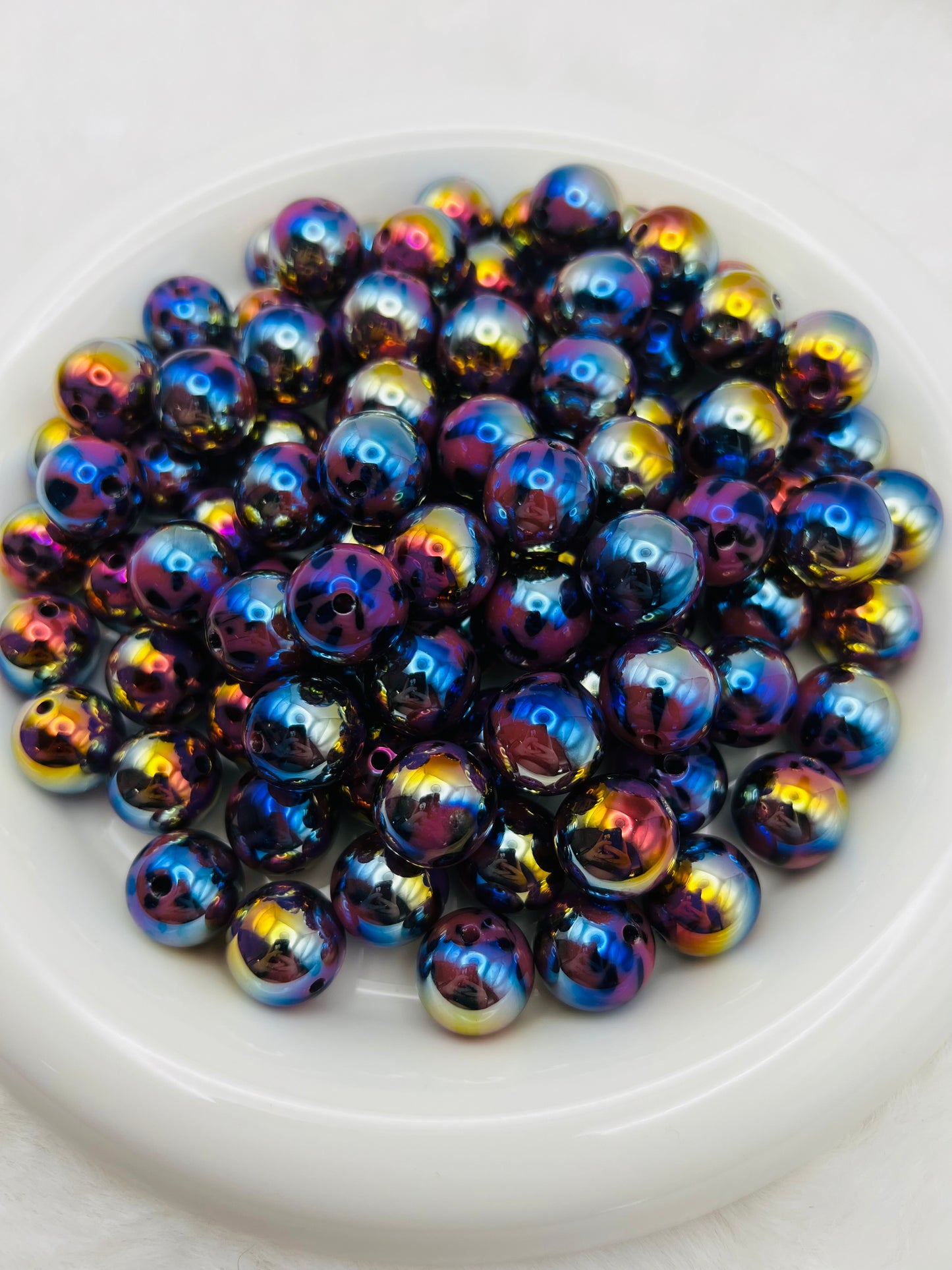 15mm purple cheetah galaxy AB acrylic beads