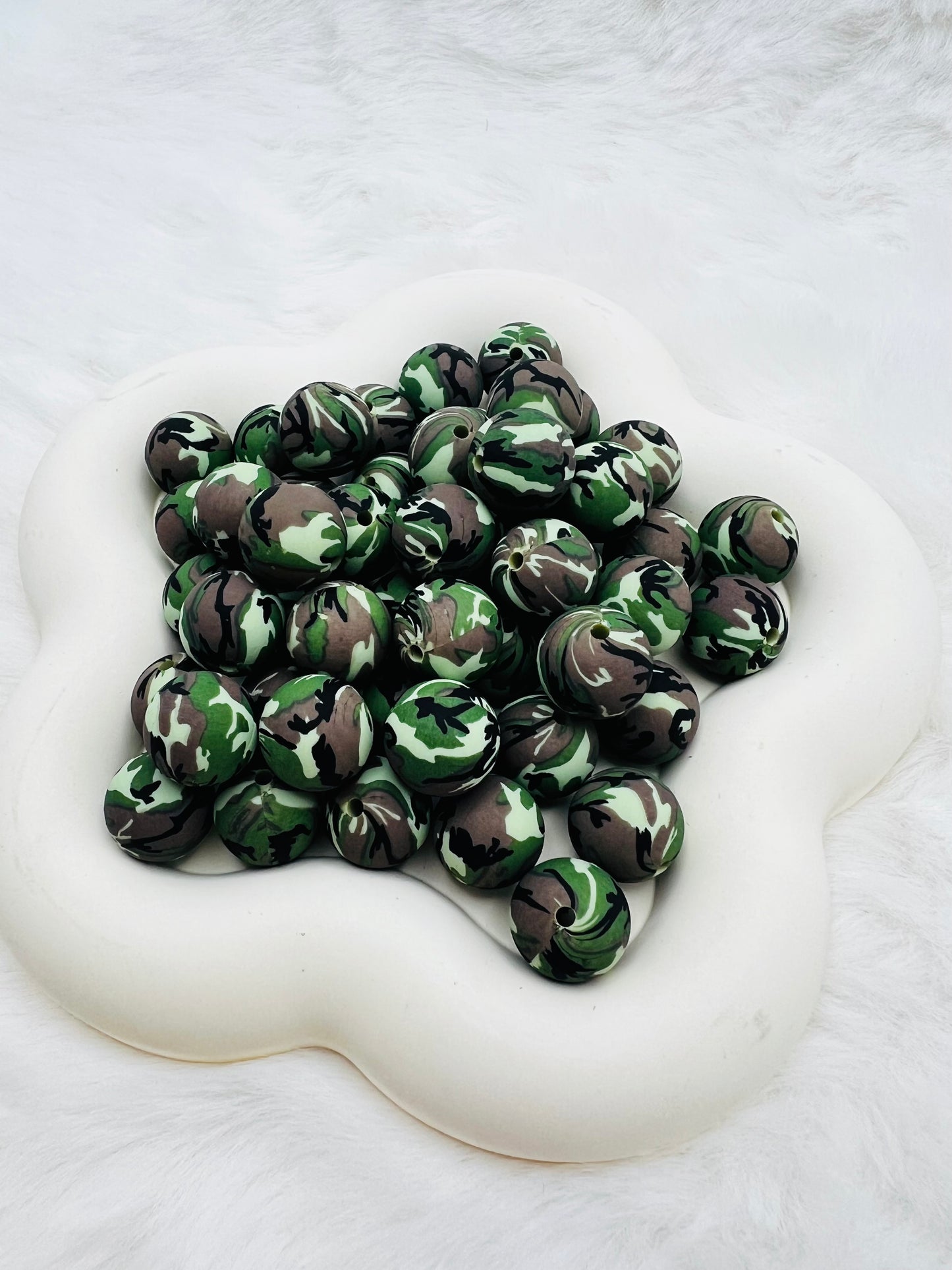 15mm camouflage print silicone beads