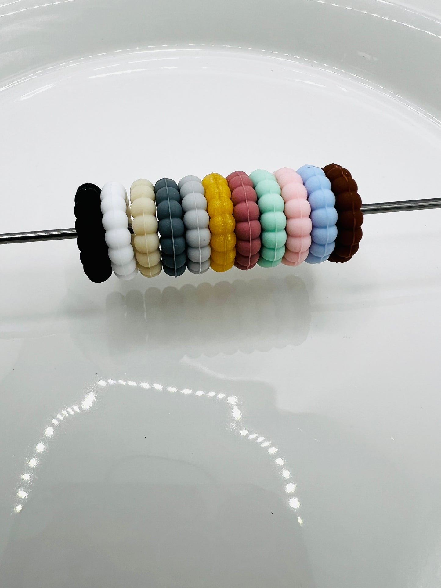 15mm flat silicone disk spacers (11 different colors)