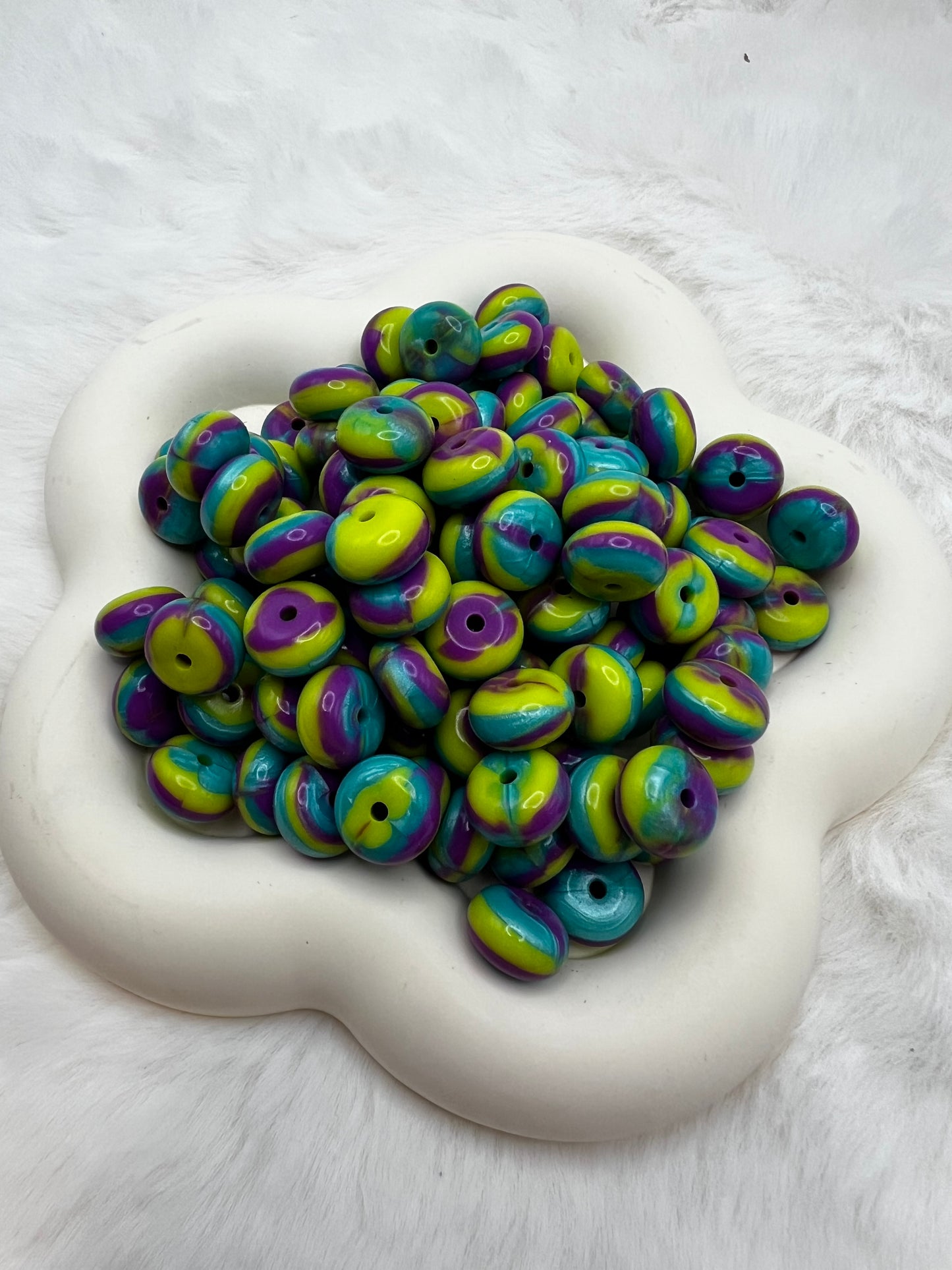 14mm twisted shiny swirl abacus spacers