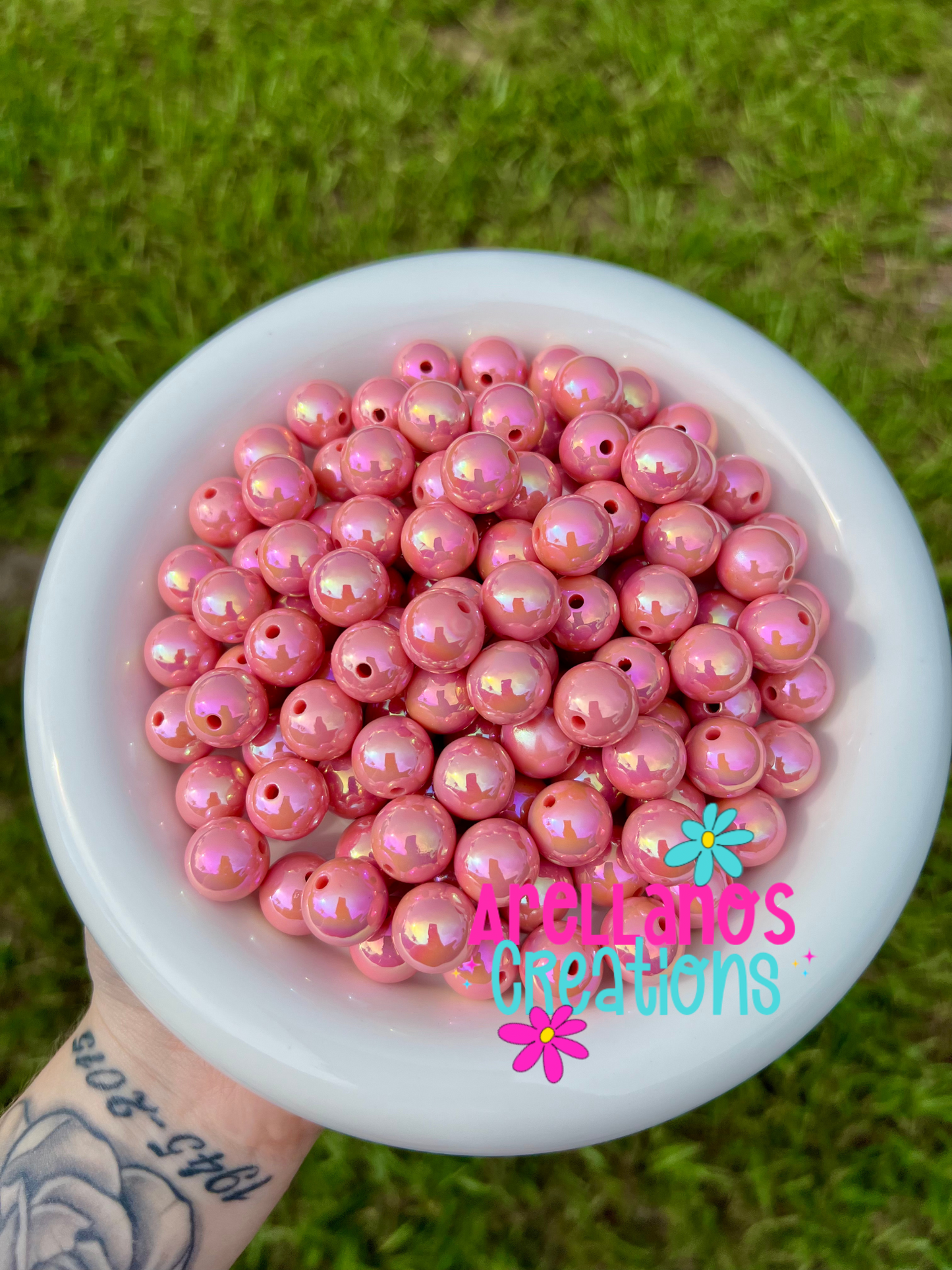 16mm solid iridescent AB acrylic beads (pack of 10)