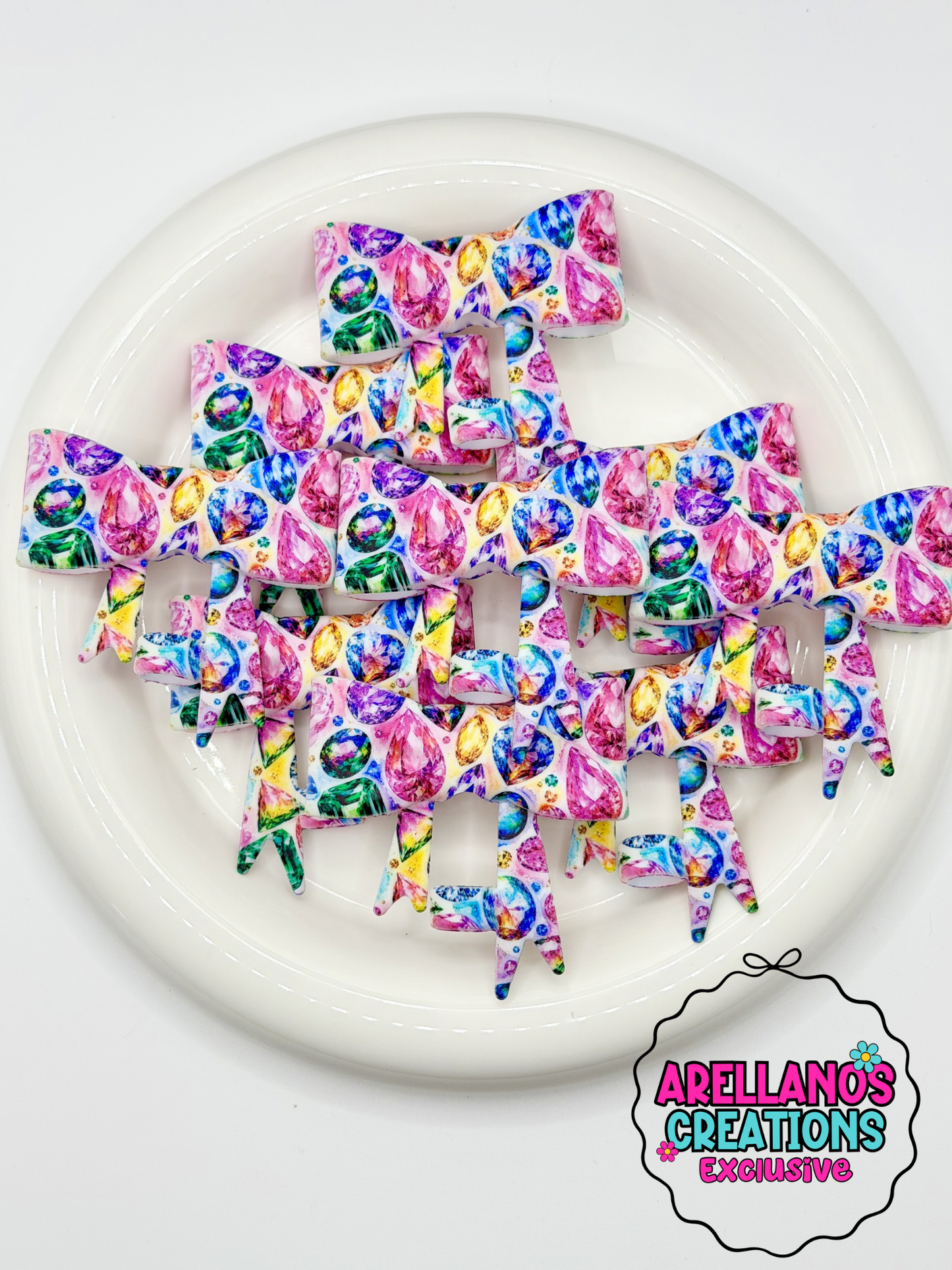 #343 Prismatic Dream Jewels Large Bow Straw Topper EXCLUSIVE (1ct)