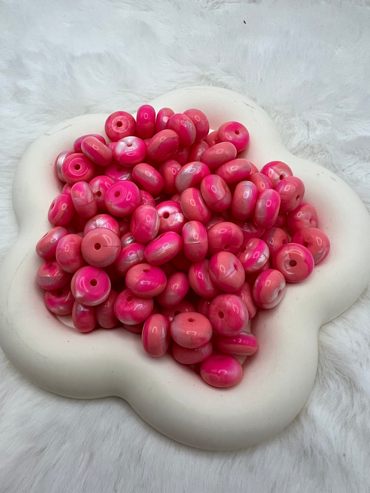 14mm it's a pink thing shiny swirl abacus spacers