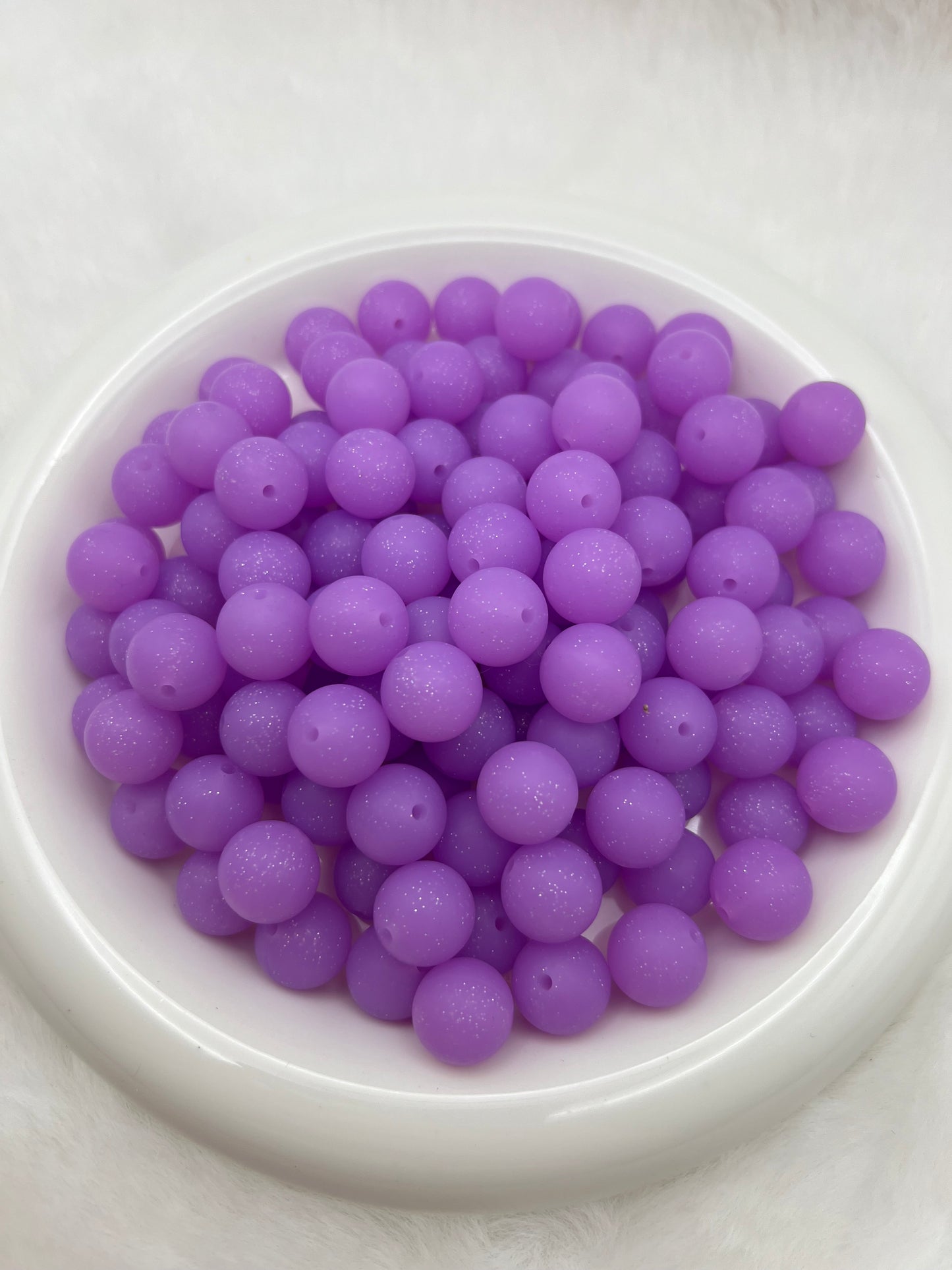 15mm neon purple glitter silicone beads