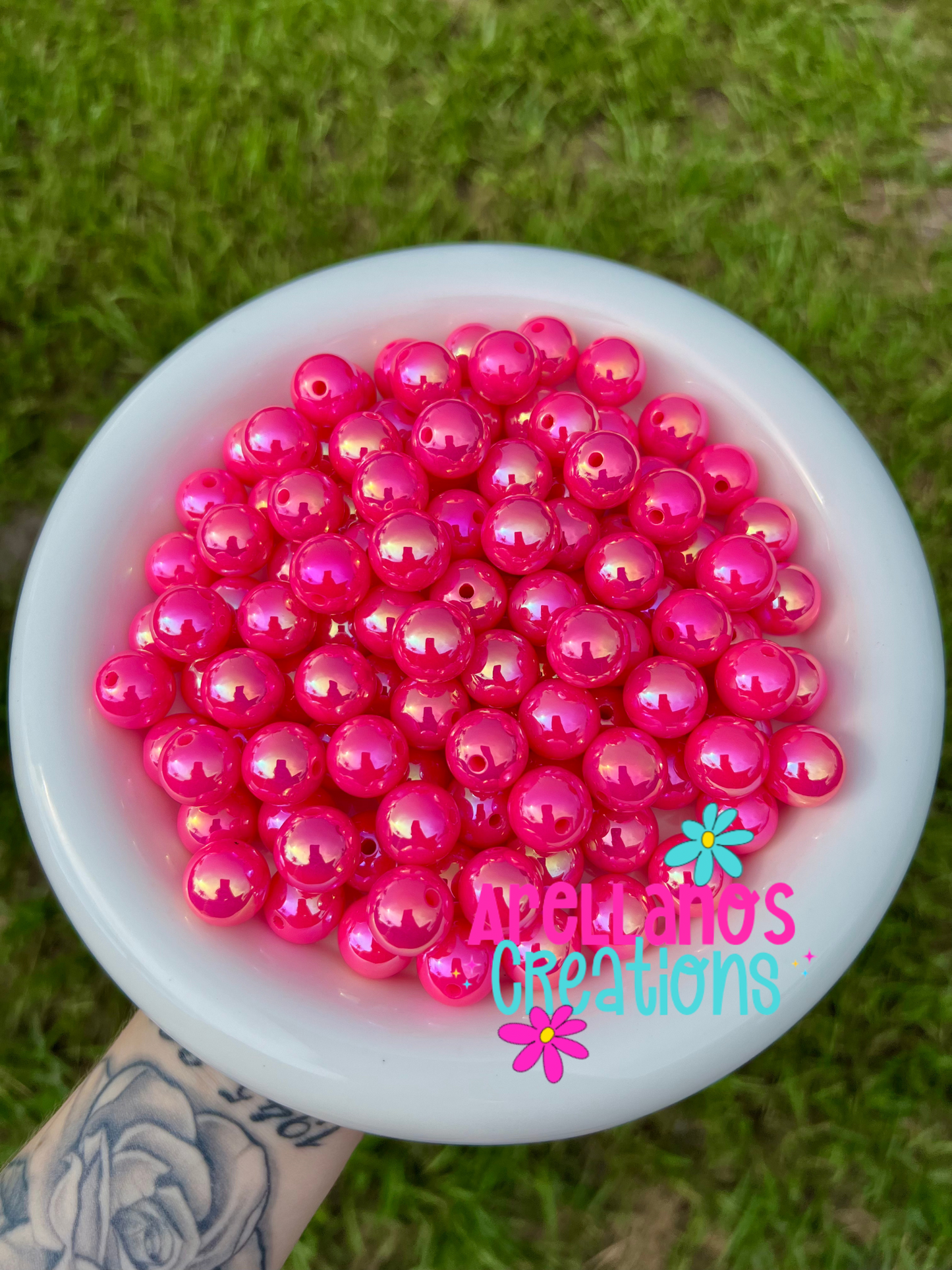 16mm solid iridescent AB acrylic beads (pack of 10)