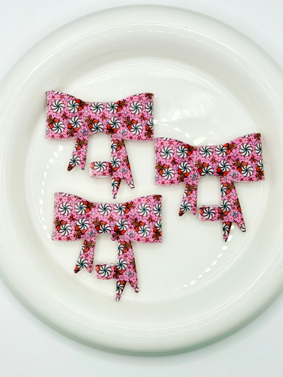 #367 Peppermint Pretty large bow straw topper (1ct)