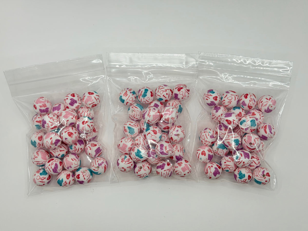 Nurse life 25ct 15mm silicone beads