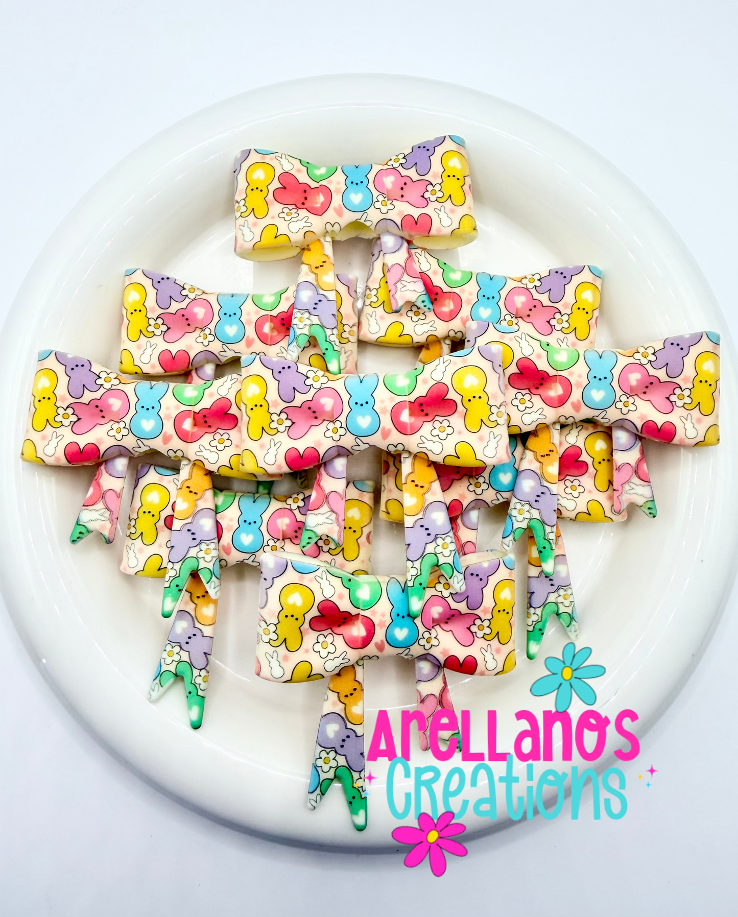 #192 Peeping Bunnies Large Bow Focal