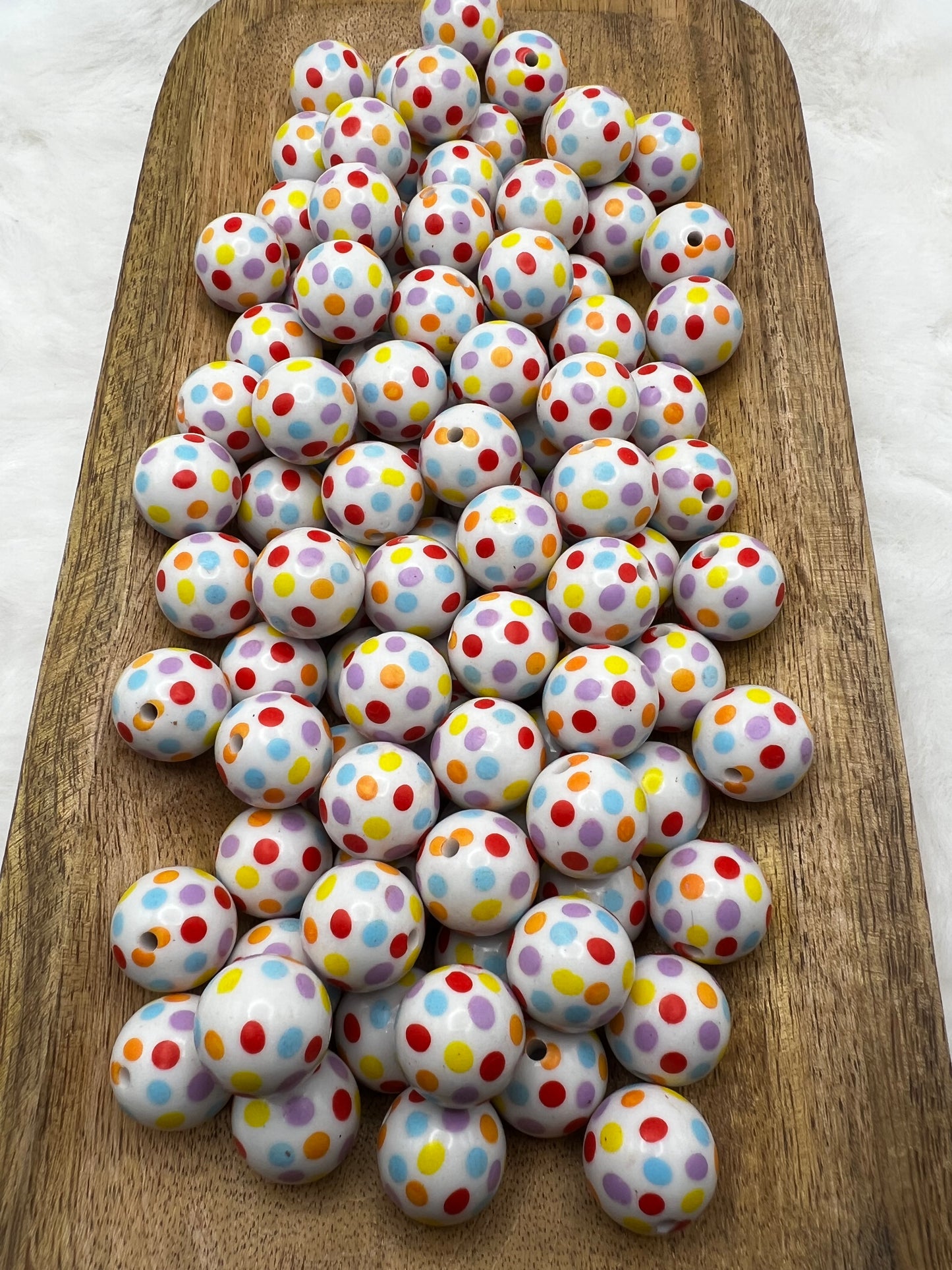 Multi polka dot 20mm bubblegum beads