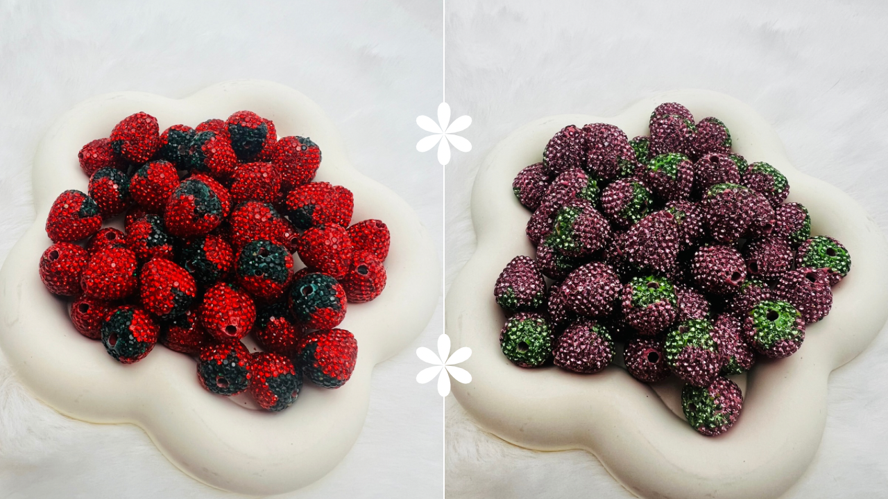 16mm strawberry rhinestone beads (pink or red)