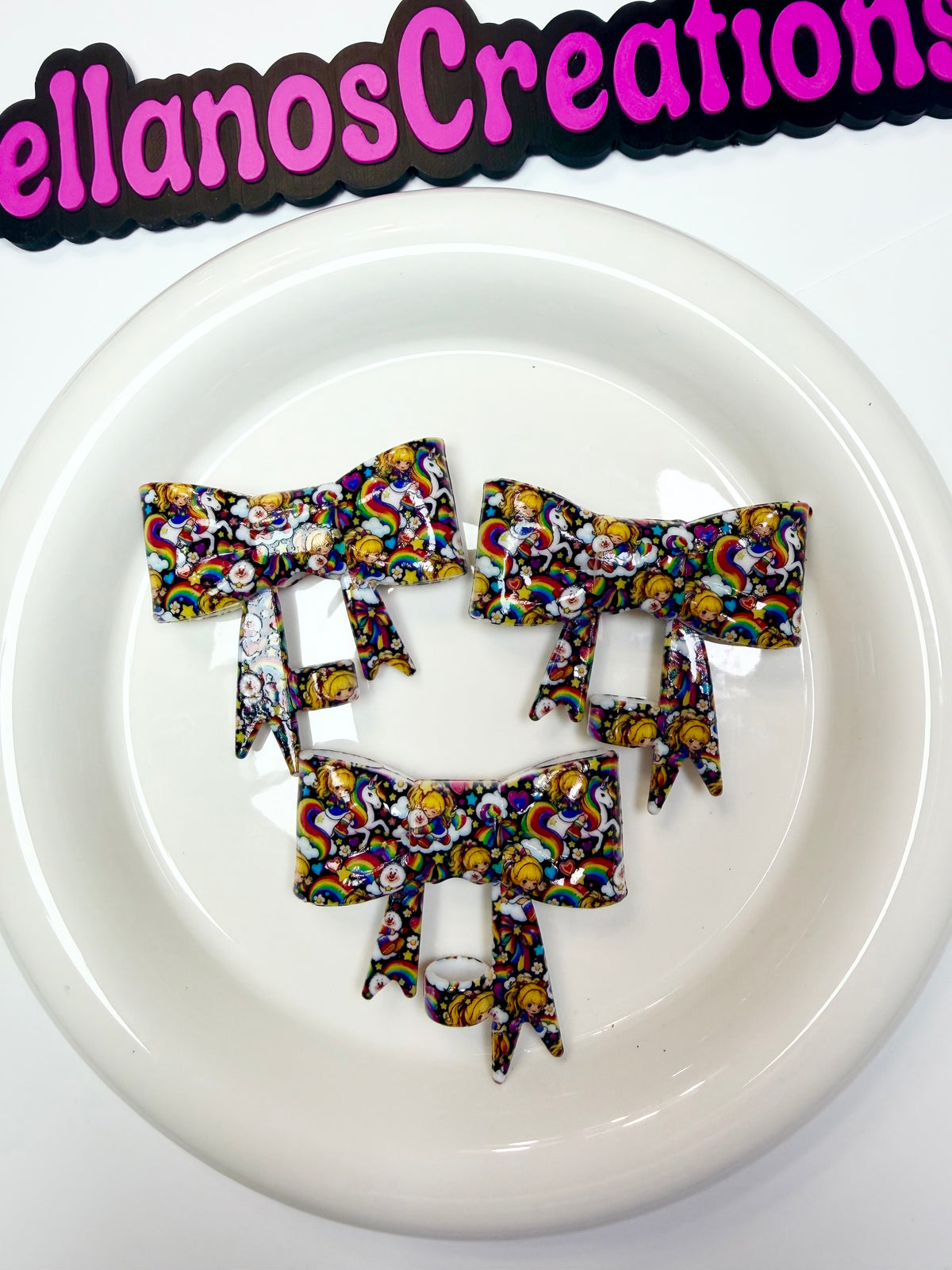 #170 Rainbow Rewind Large Shiny Bow Straw Topper EXCLUSIVE (1ct)