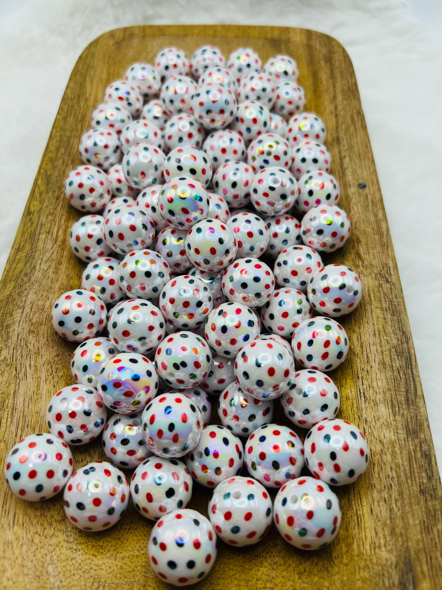 20mm red & black polka dot bubblegum beads