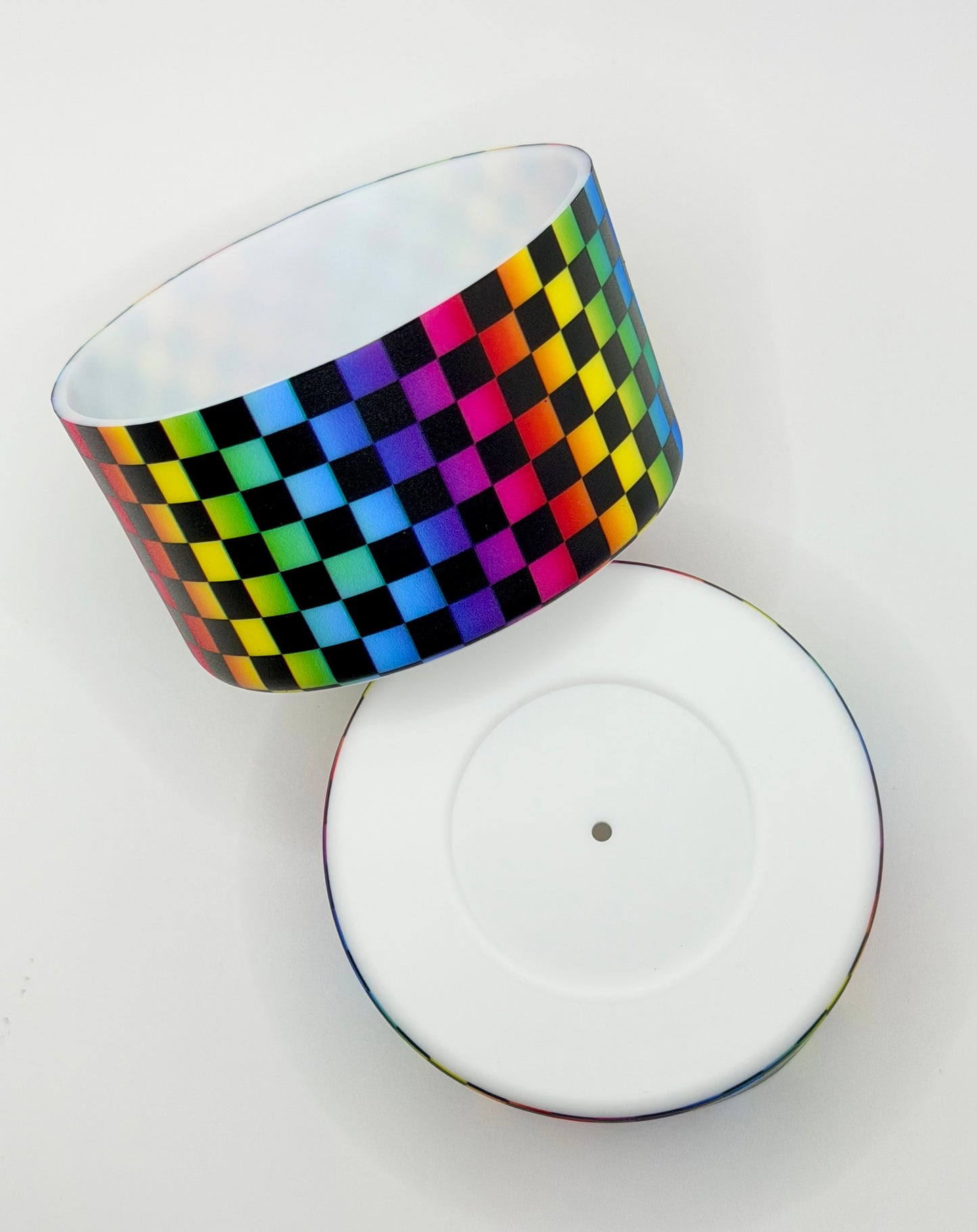 Neon Rainbow Checkered silicone tumbler boot (1ct)