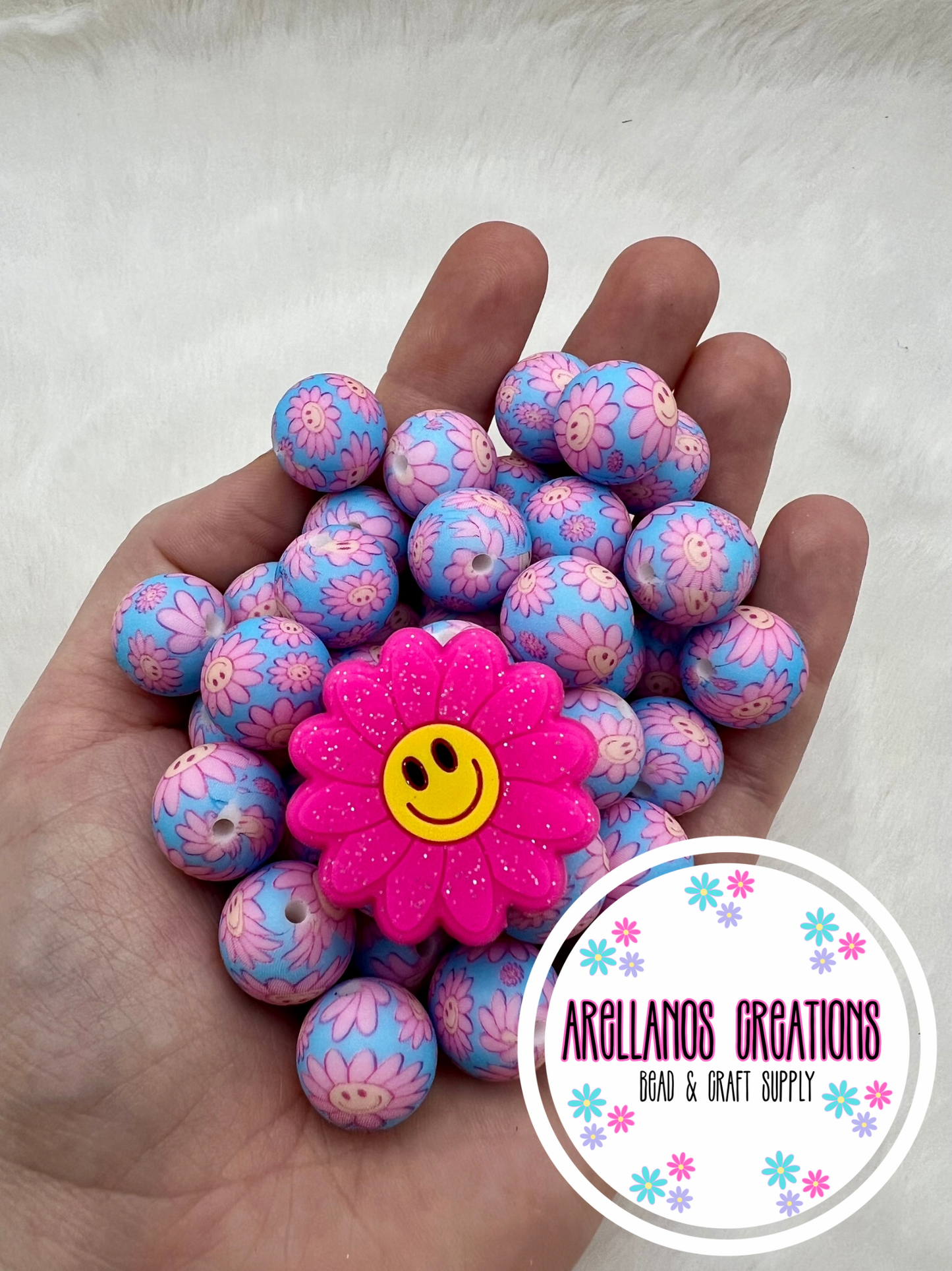 Dazzling pink glitter smiley daisy EXCLUSIVE focal