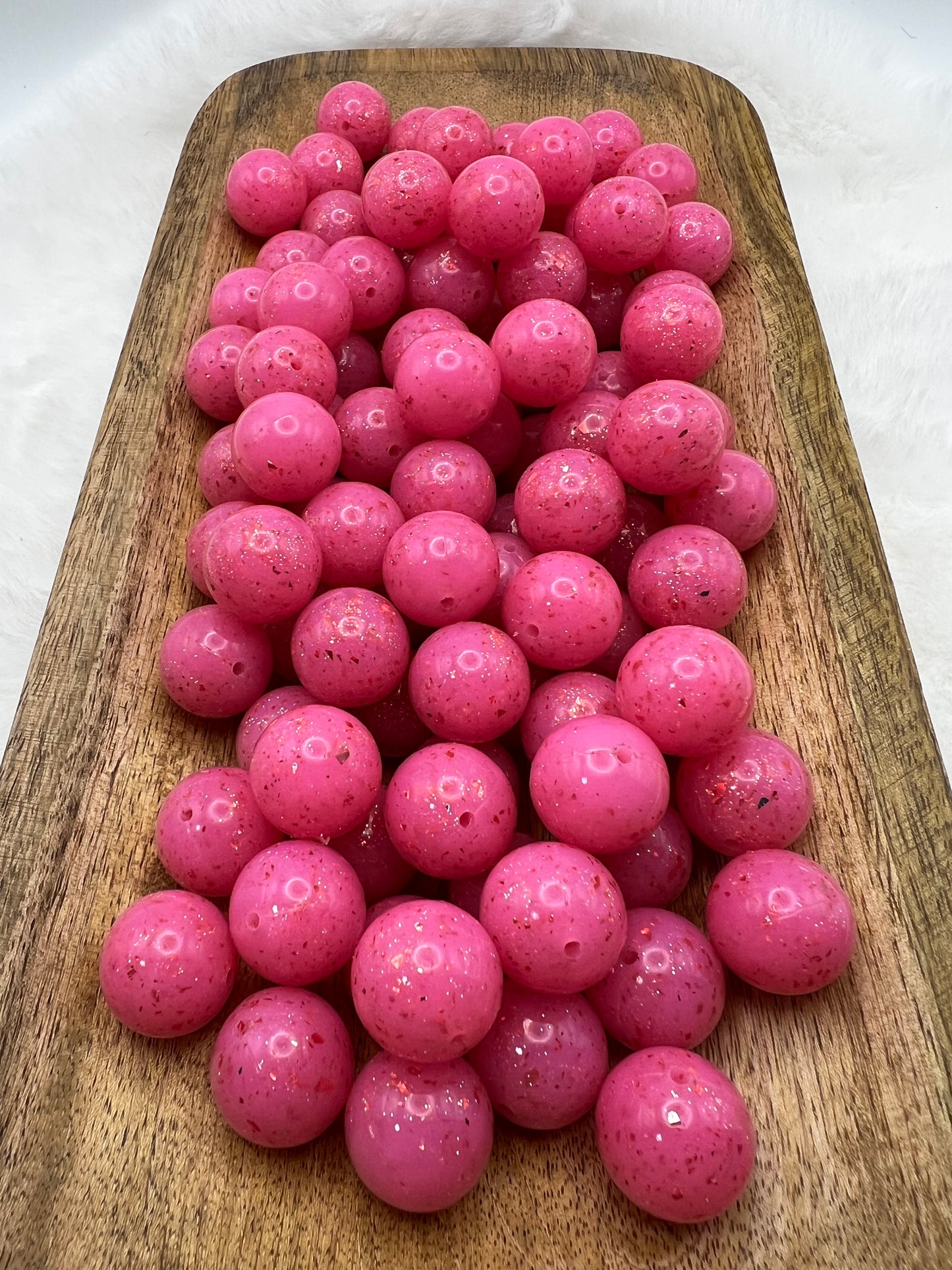 19mm berry pink shiny glitter silicone beads