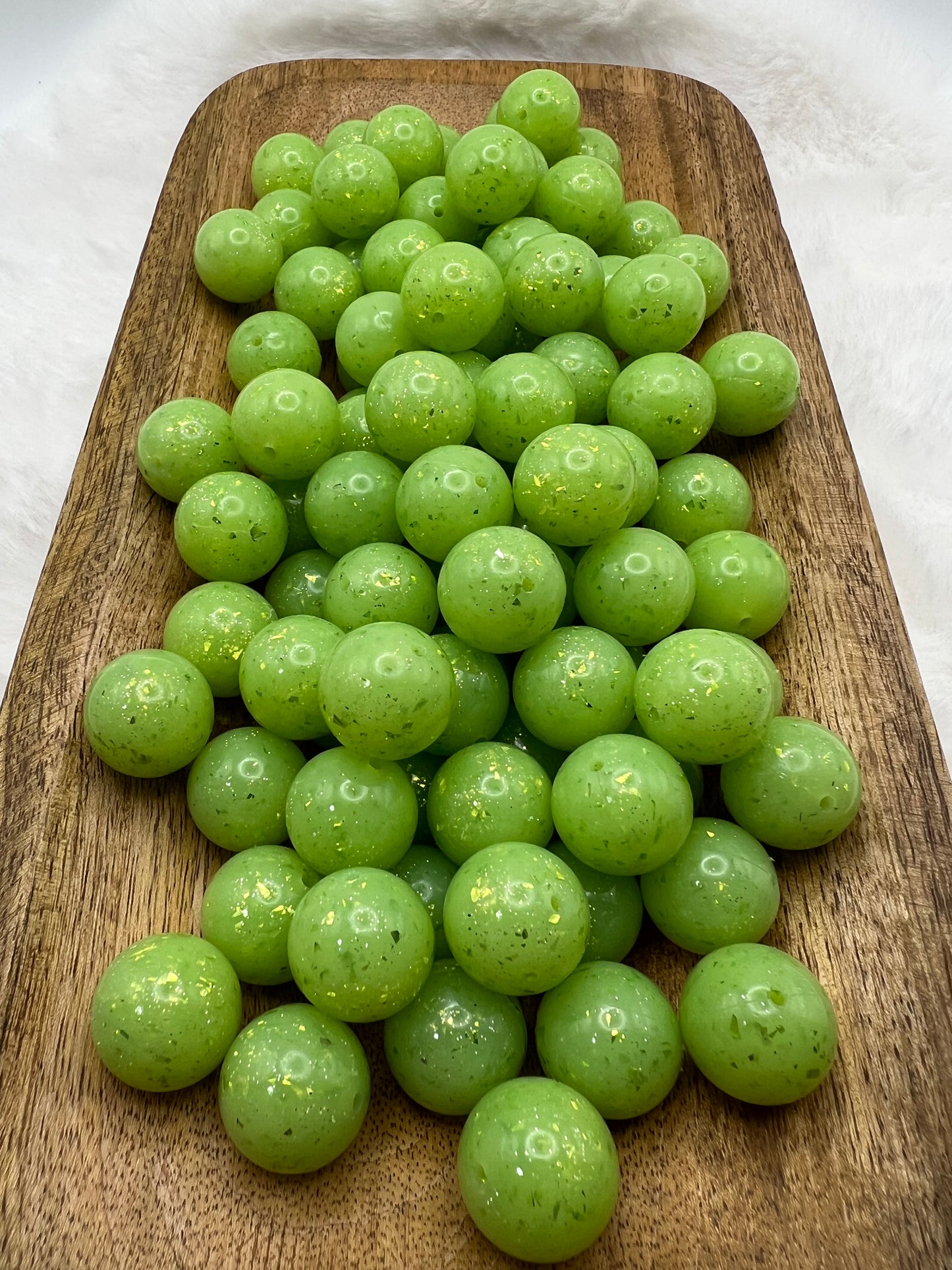 19mm green apple shiny glitter silicone beads
