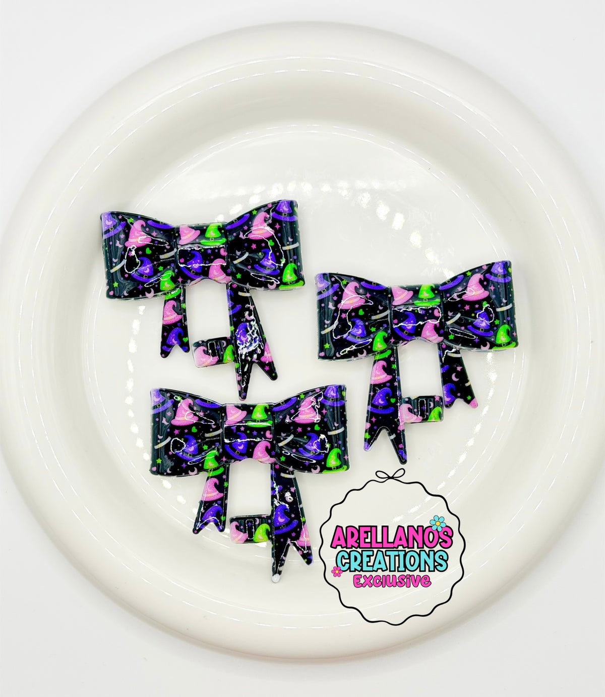 #250 Witchy after dark SHINY large bow straw topper (1ct) EXCLUSIVE