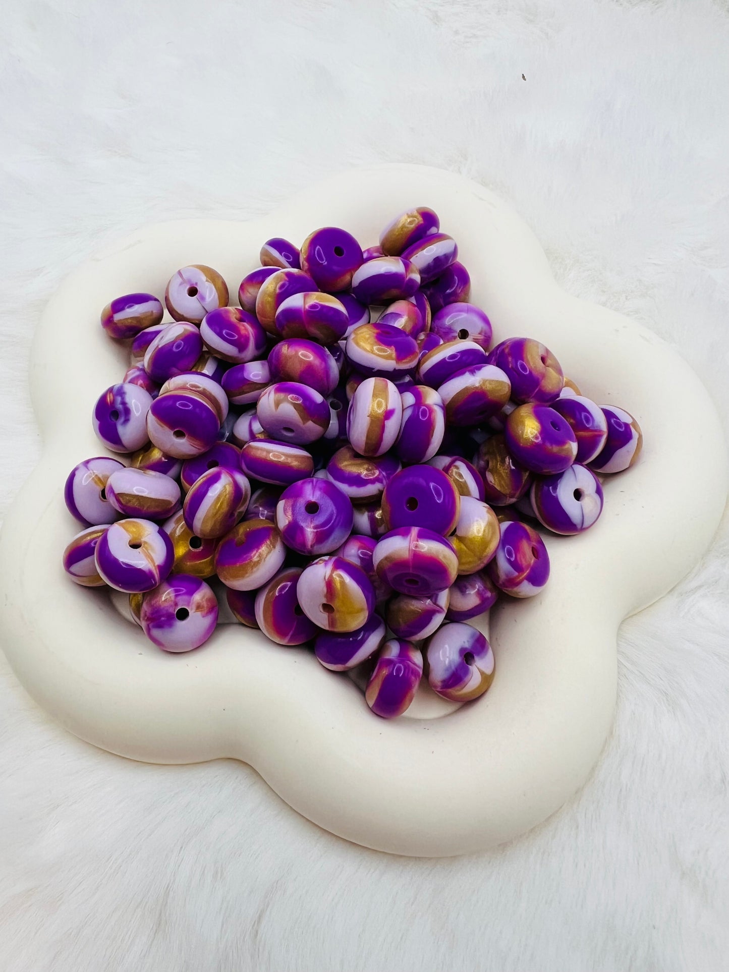 14mm purple taffy shiny swirl abacus spacers