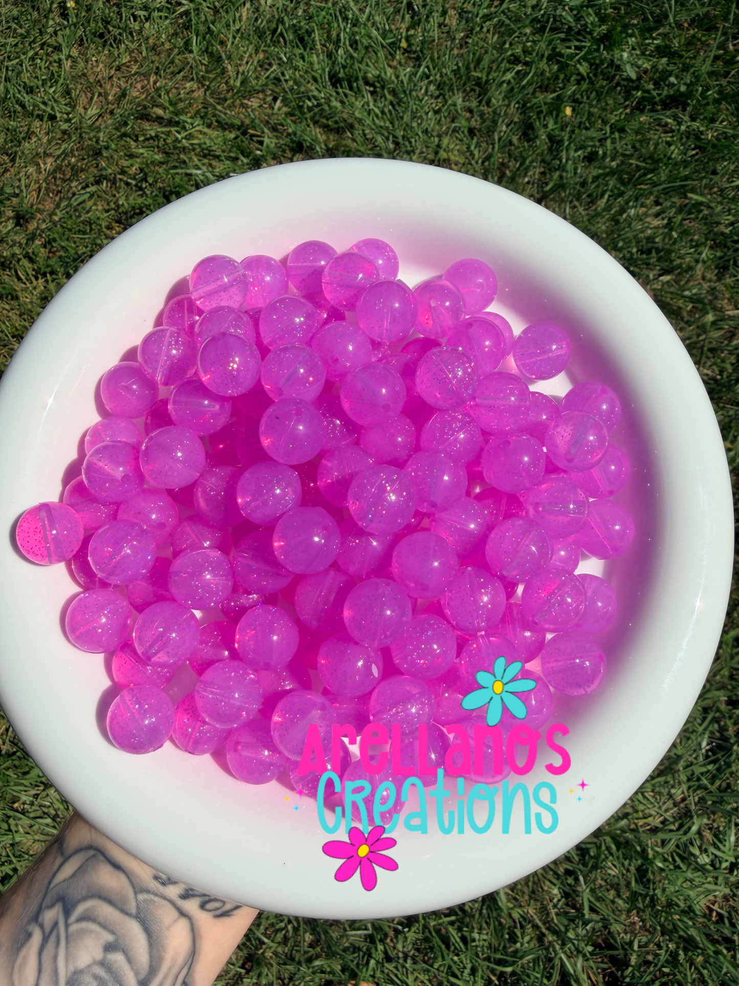 SJ-110 15mm magenta jelly glitter silicone beads