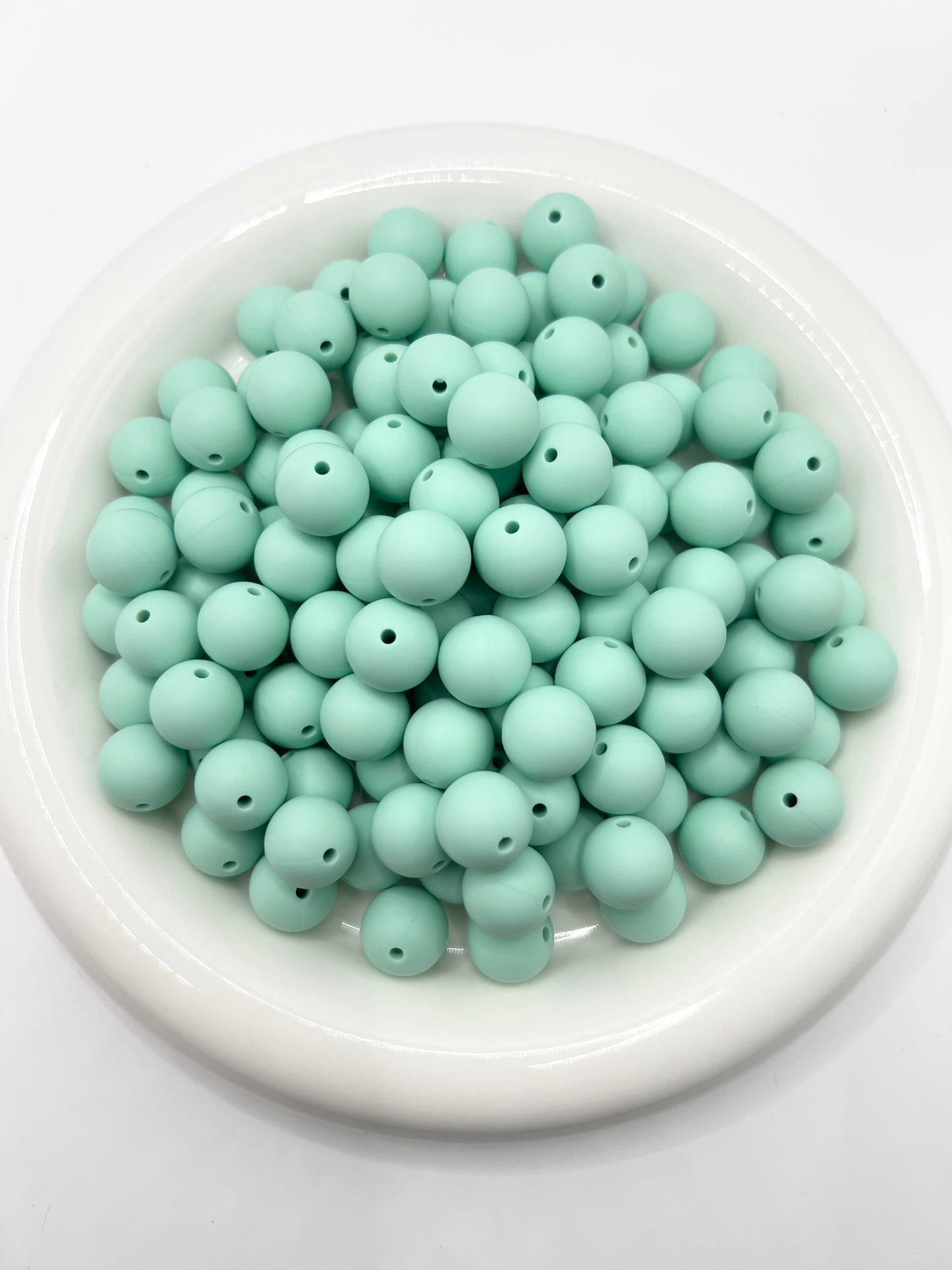 15mm mint solid silicone beads