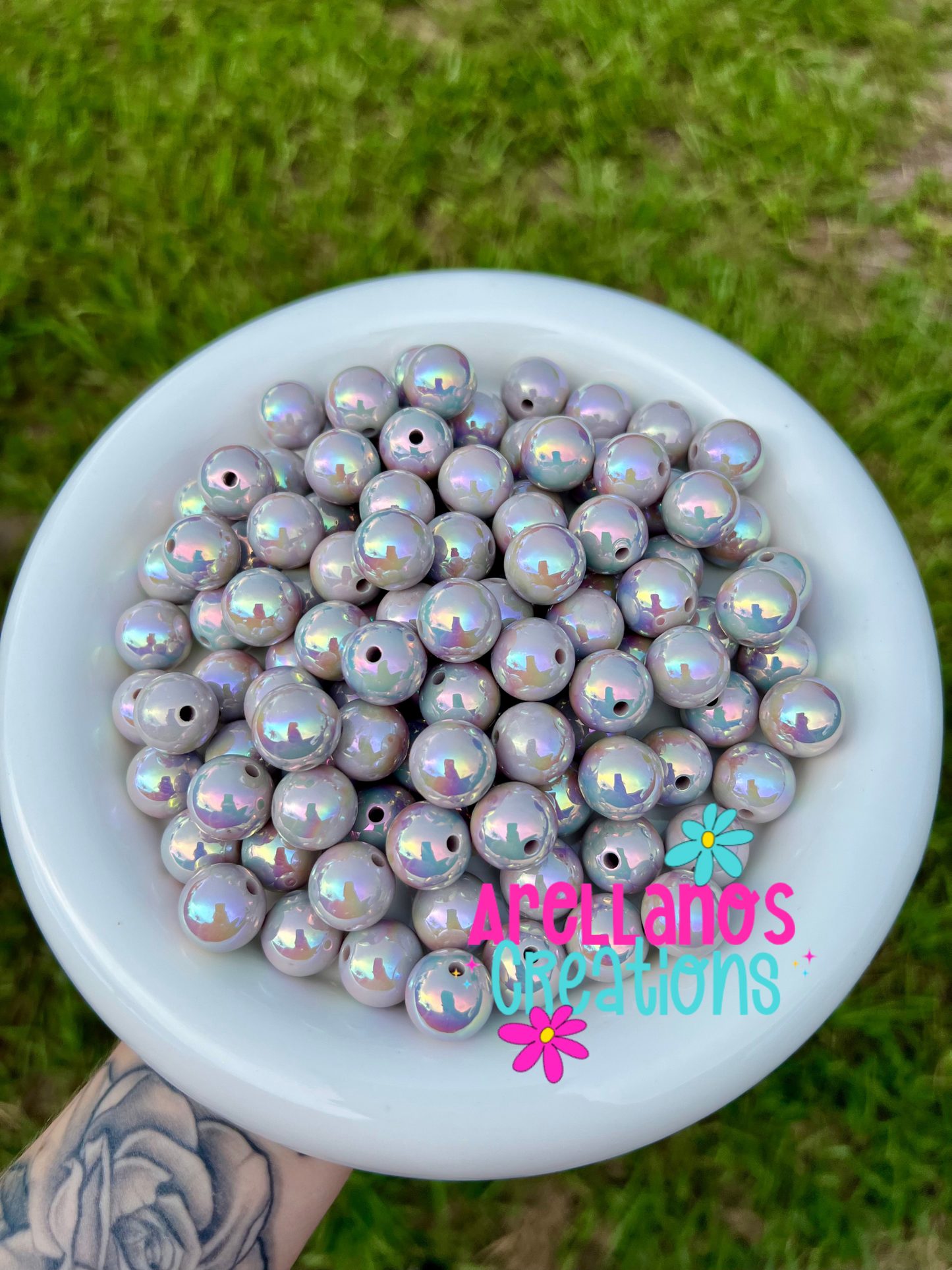 16mm solid iridescent AB acrylic beads (pack of 10)