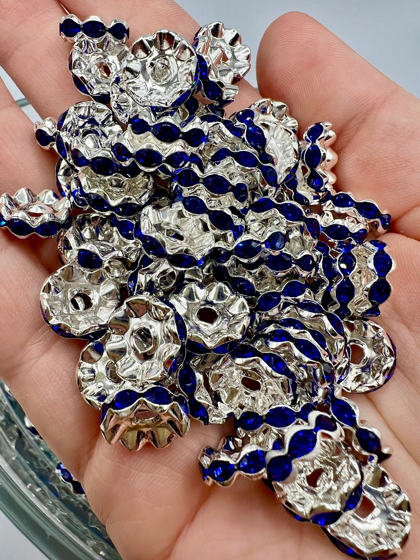 12mm Wavy Rhinestone Spacers - 10 Pack