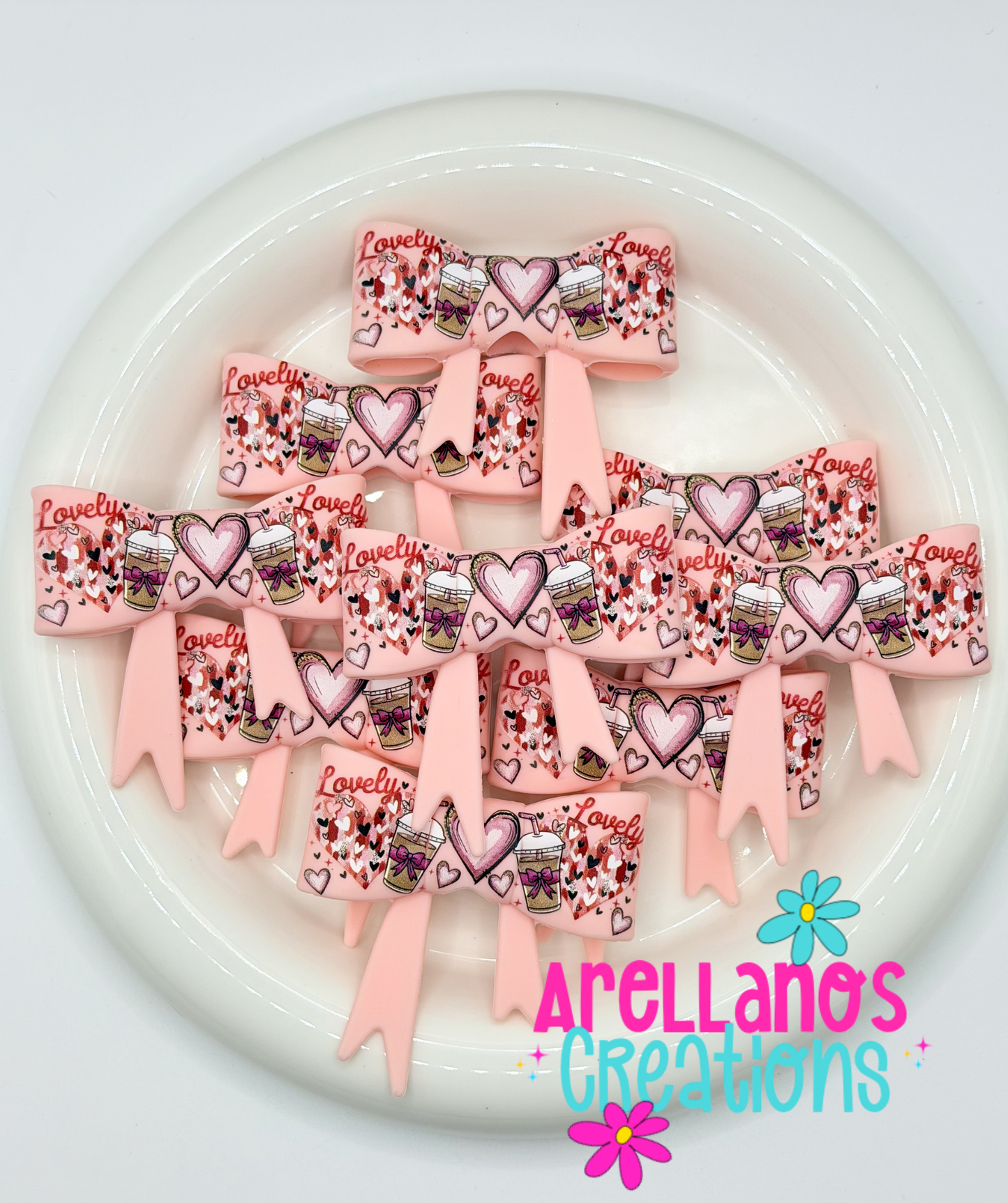 #213 Iced Coffee Love Large Bow Focal