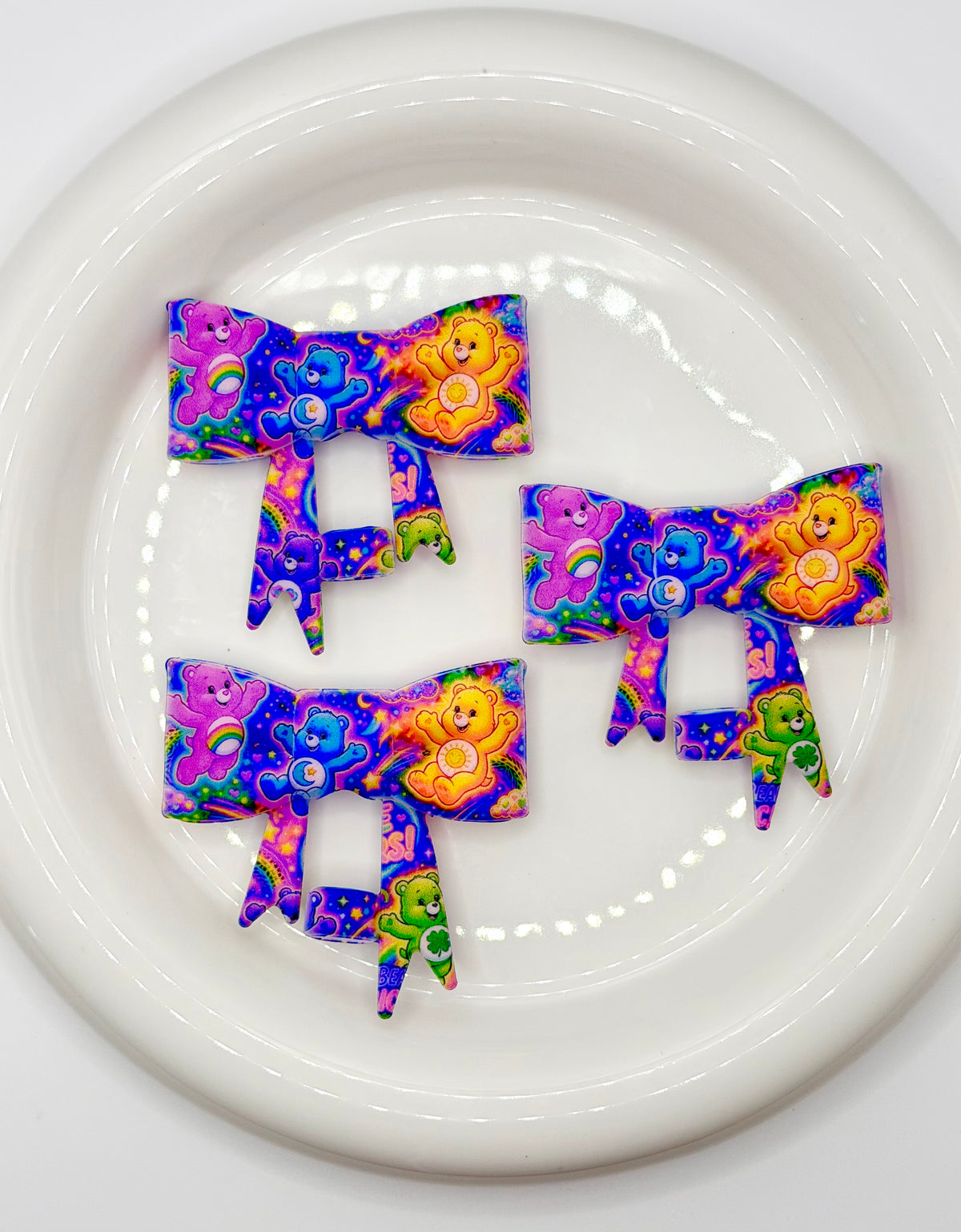 #372 Neon Bears large bow straw topper (1ct)