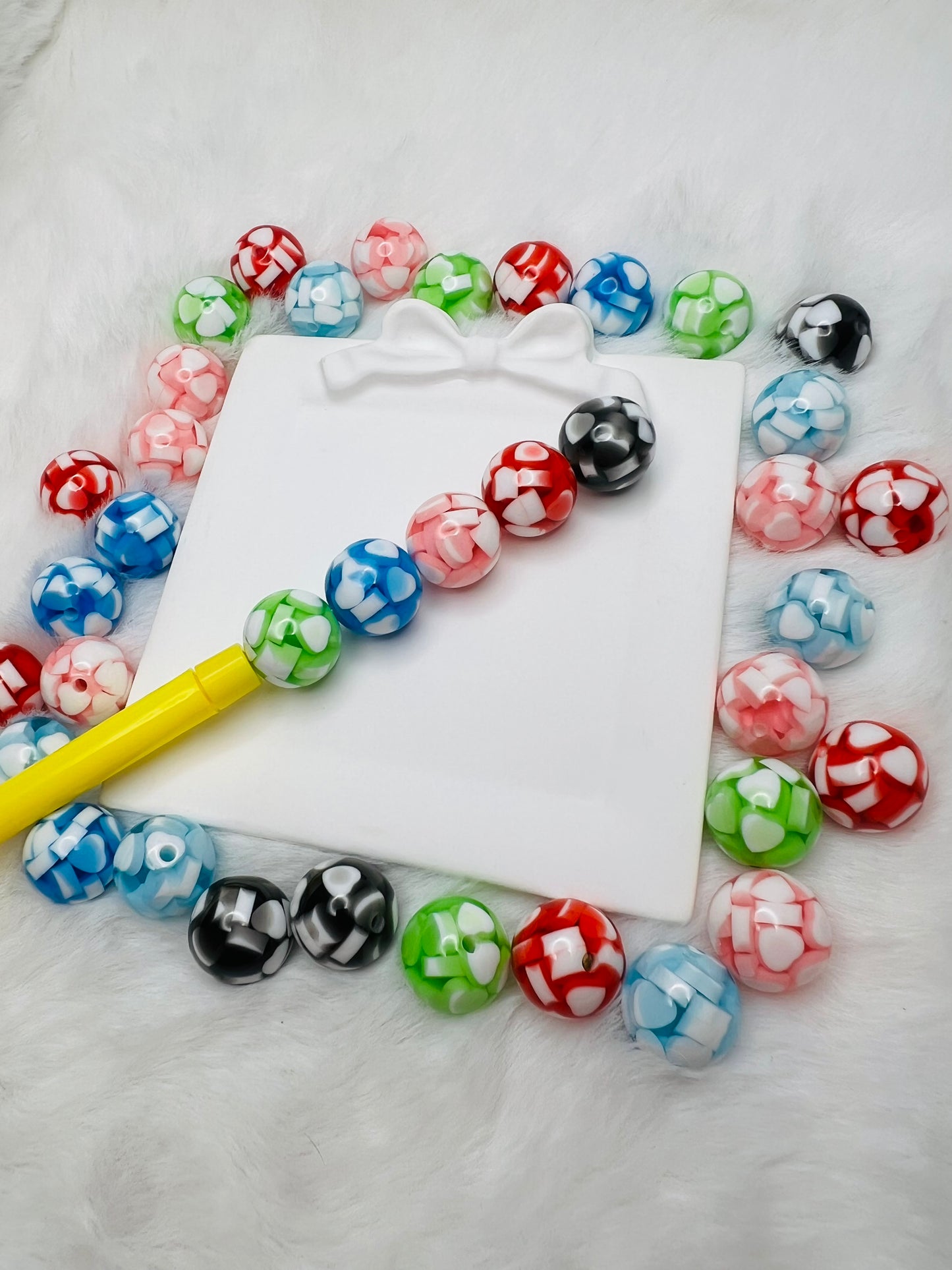 Jelly Heart confetti acrylic beads (6 colors) 15mm