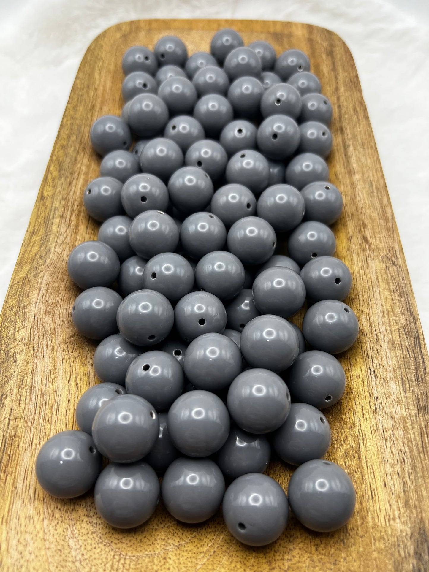 20mm grey solid bubblegum beads