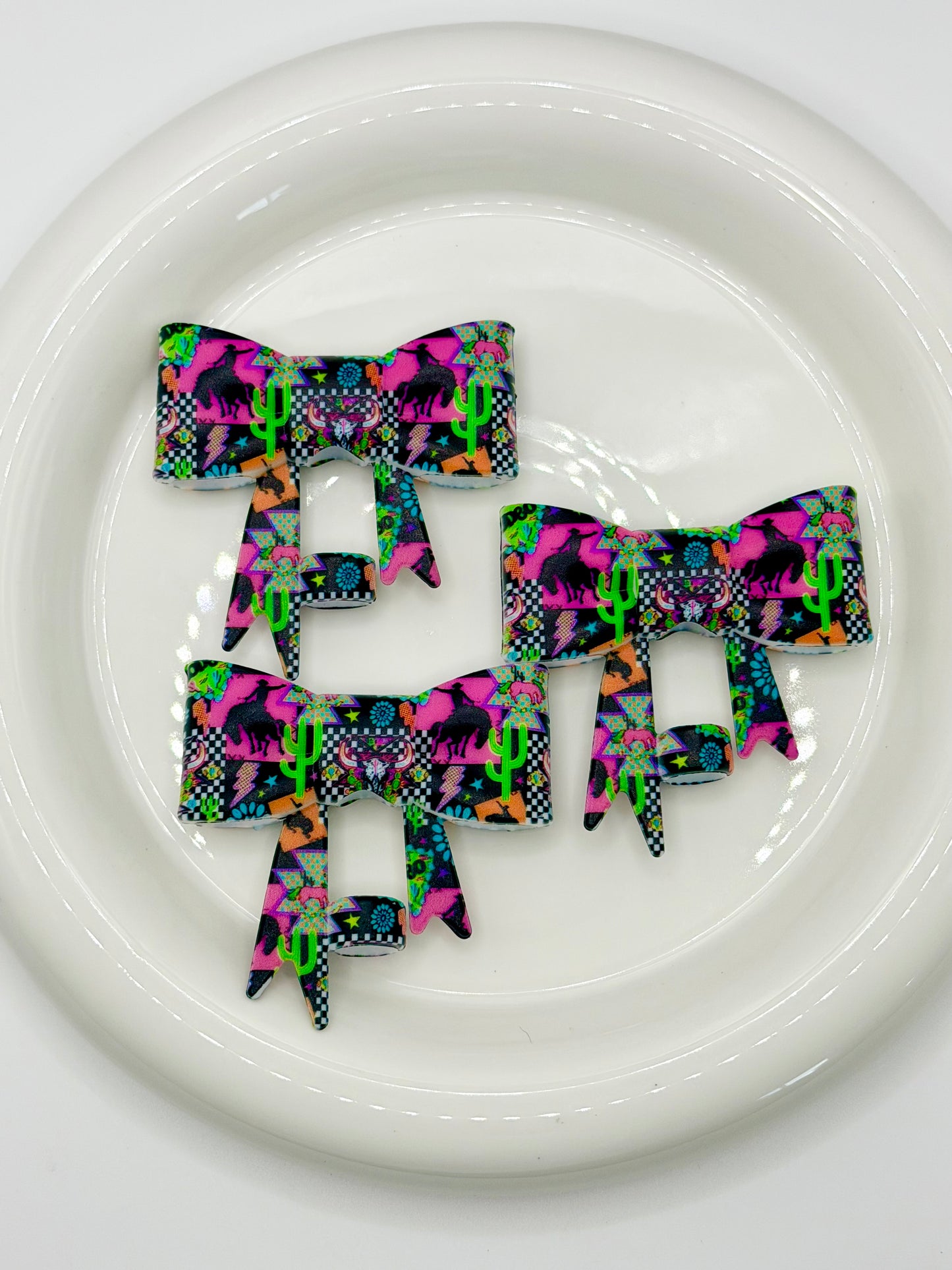 #406 Neon Rodeo large bow straw topper (1ct)