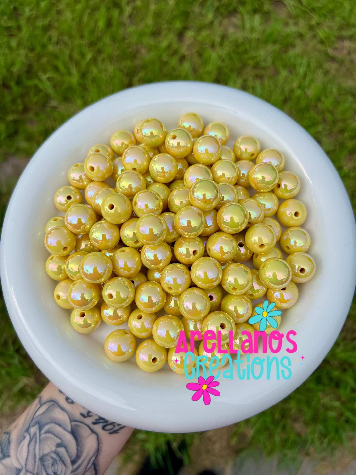 16mm solid iridescent AB acrylic beads (pack of 10)