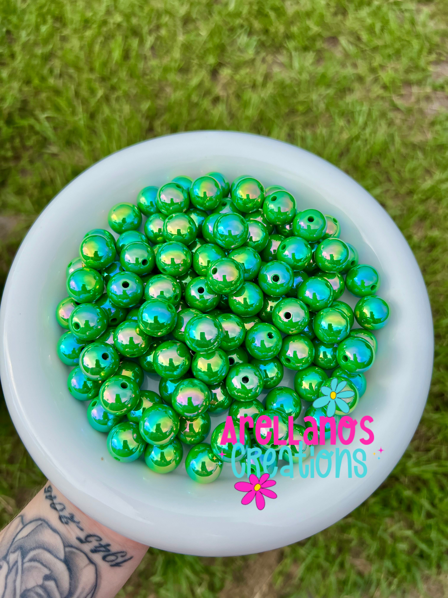 16mm solid iridescent AB acrylic beads (pack of 10)