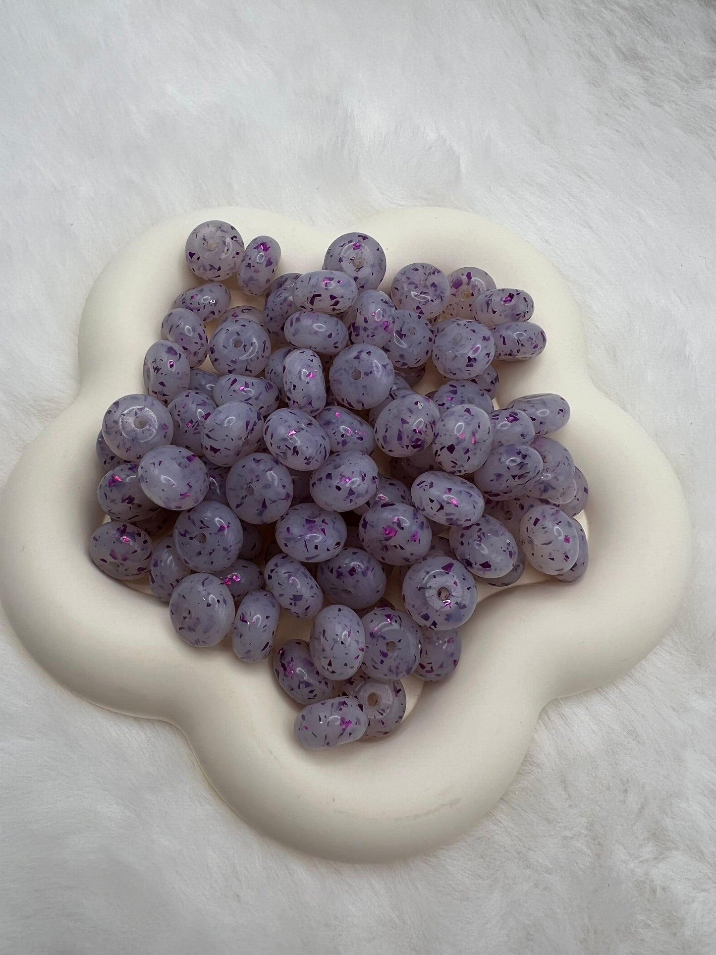 14mm light purple shiny speckled silicone abacus spacers