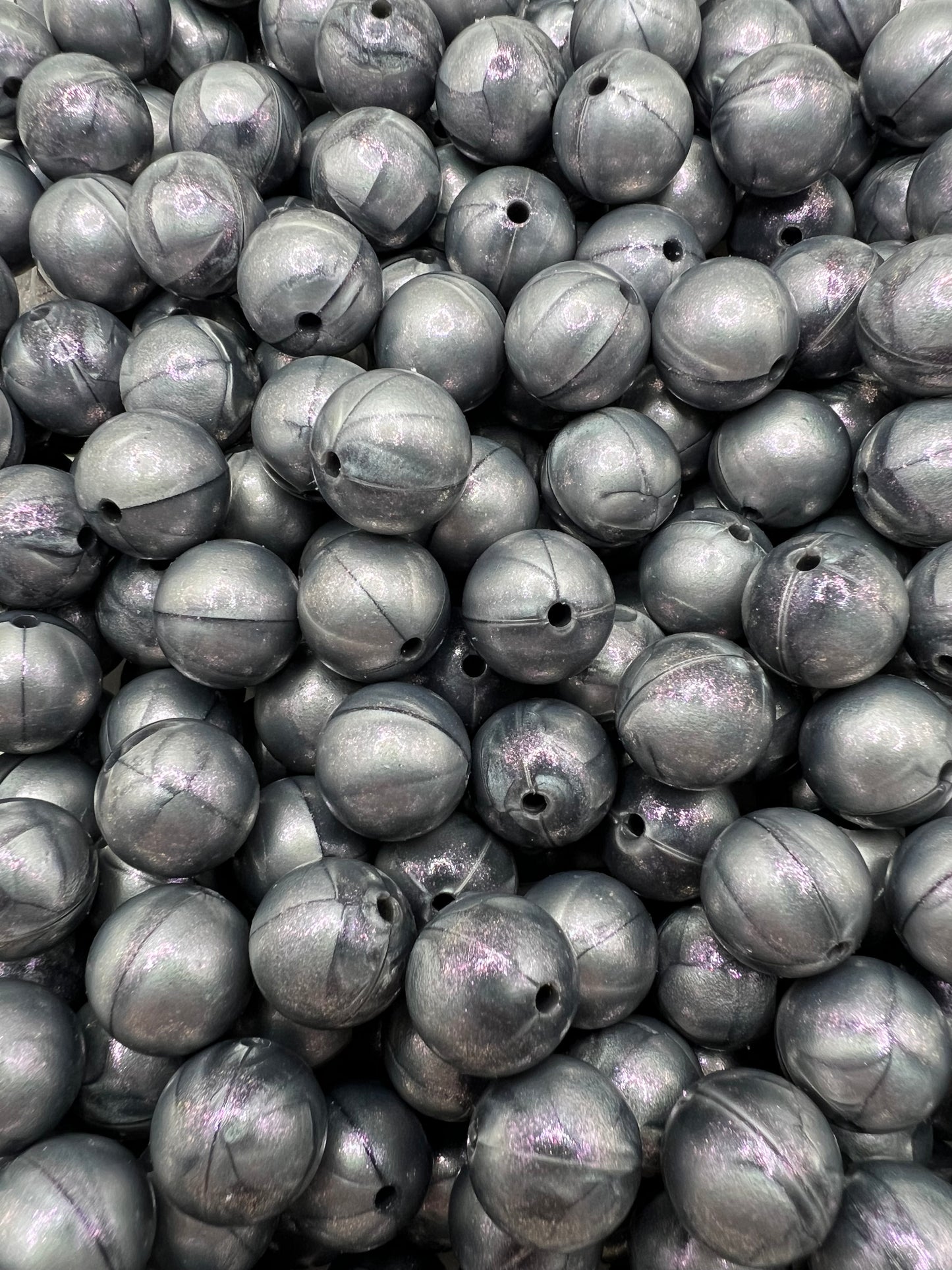 15mm silver opal silicone beads