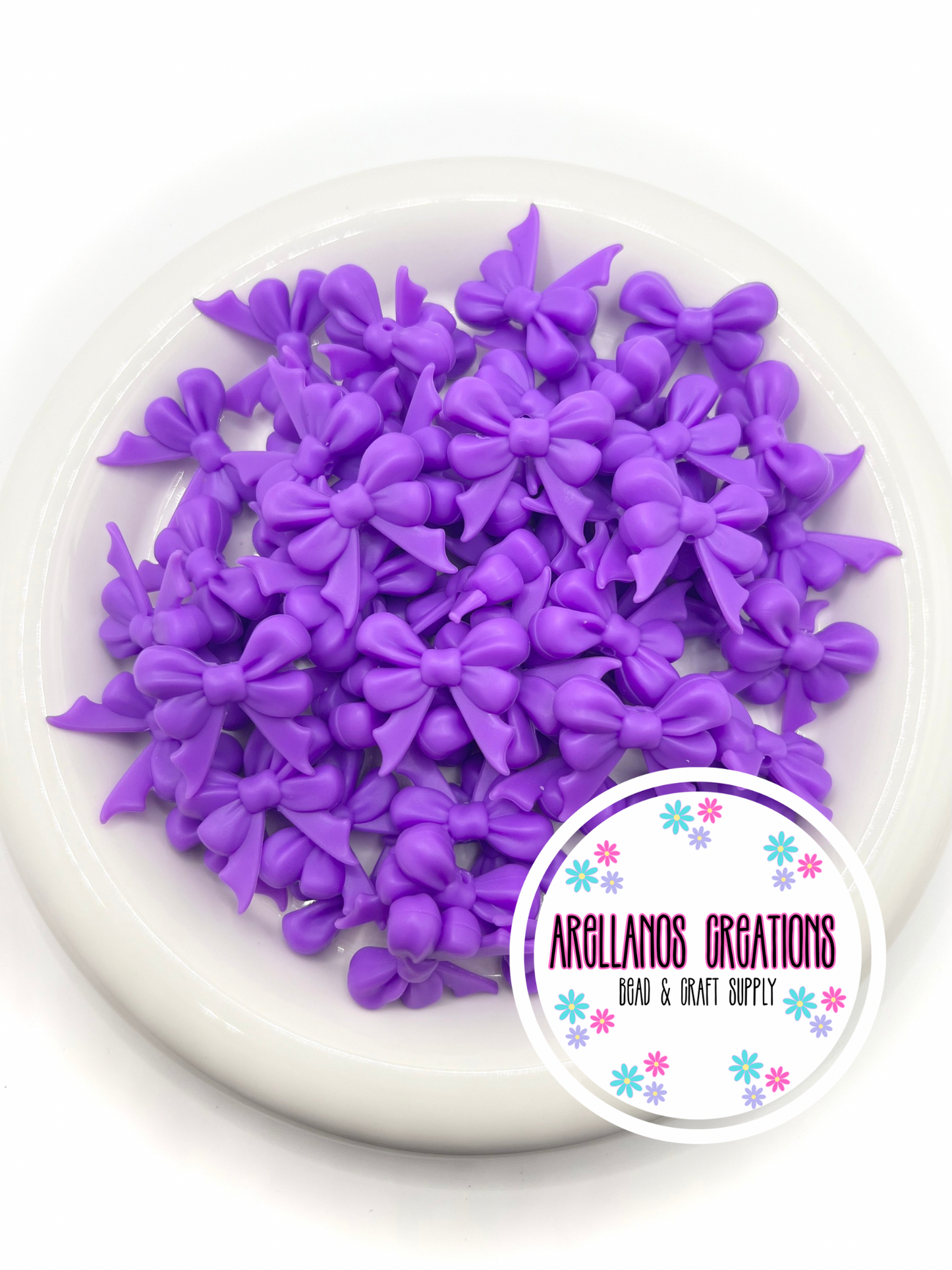 3D Violet double ribbon w/ tail bow EXCLUSIVE focal