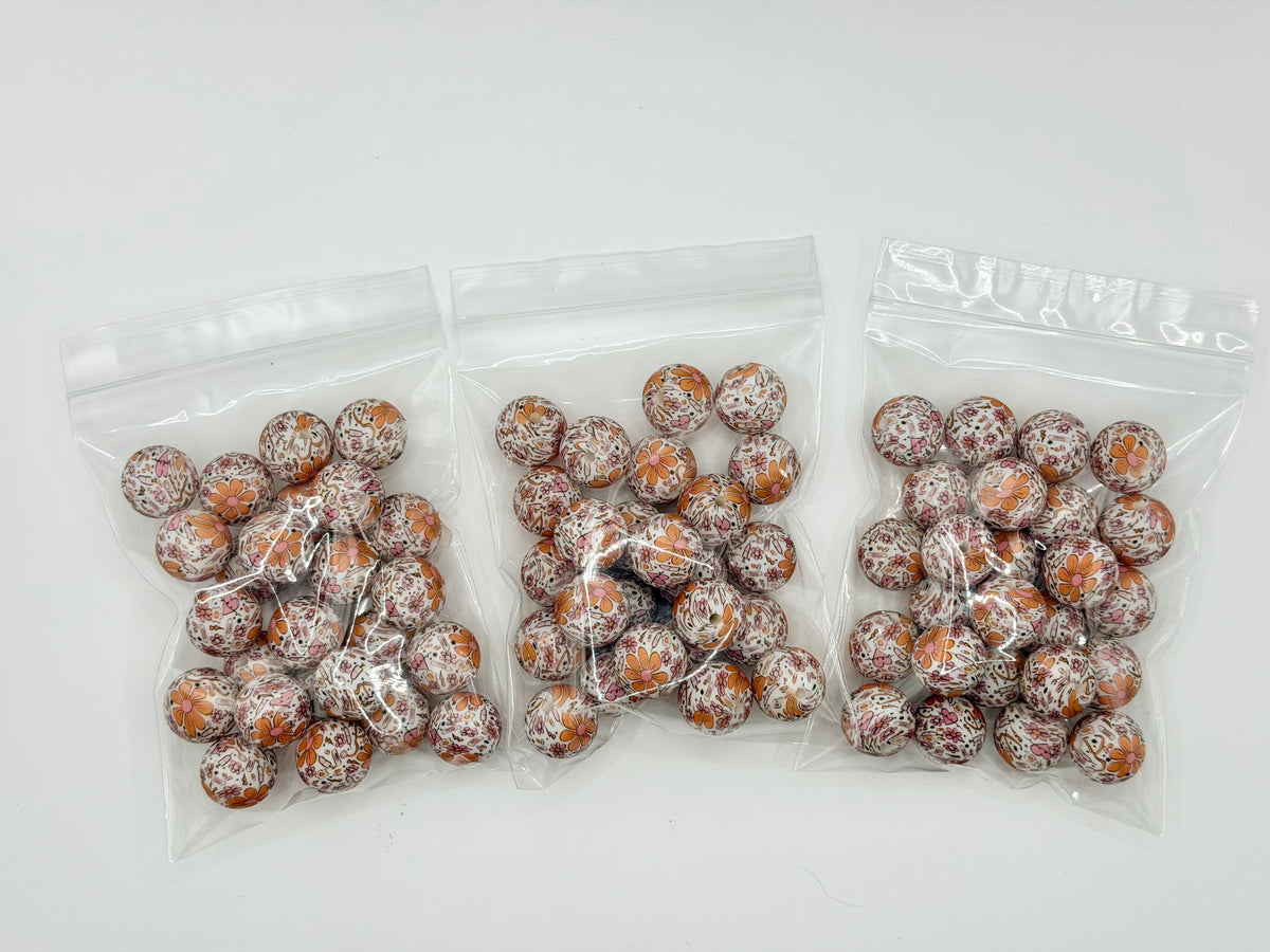 Floral nurse 25ct 15mm silicone beads