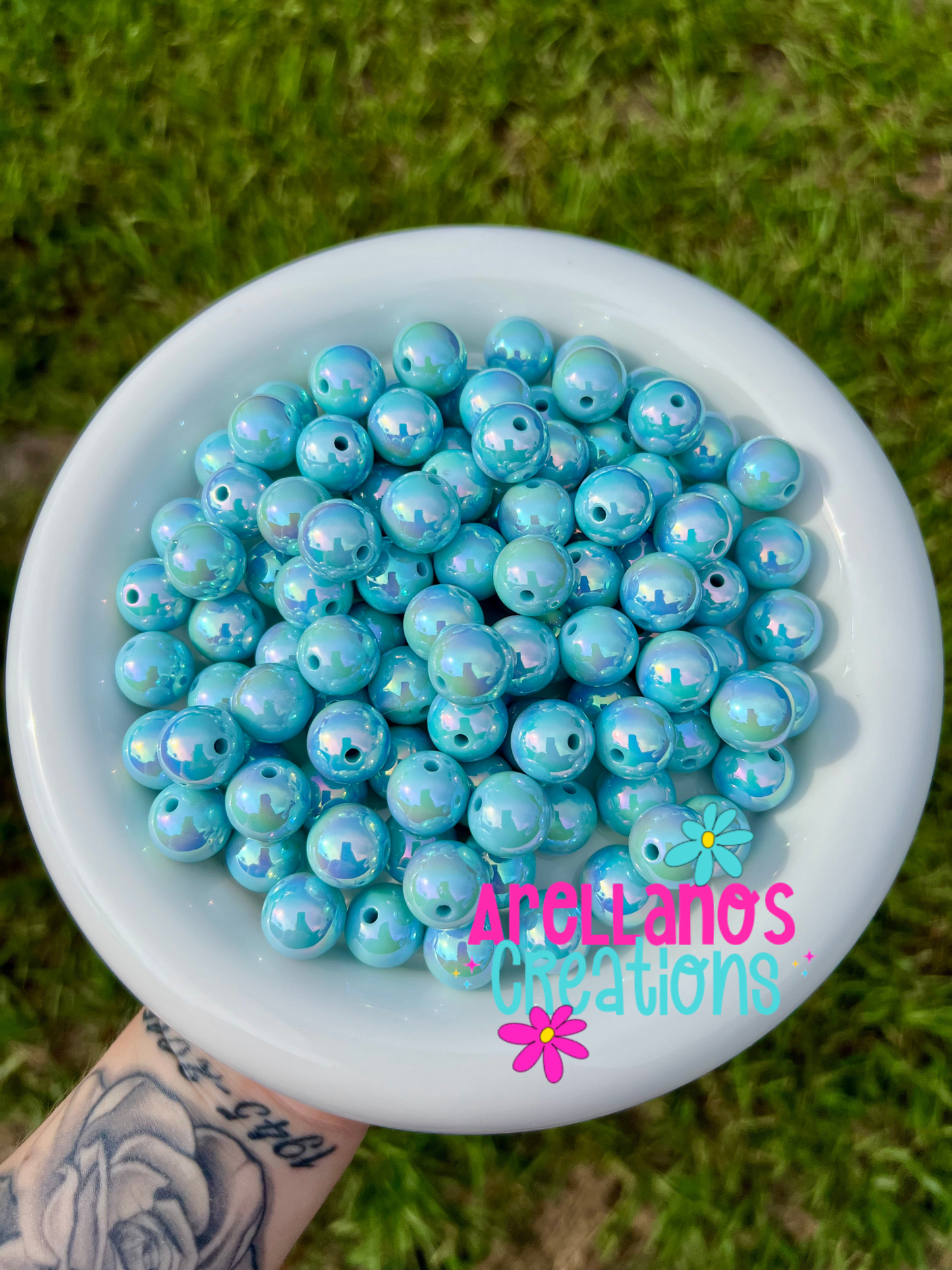 16mm solid iridescent AB acrylic beads (pack of 10)